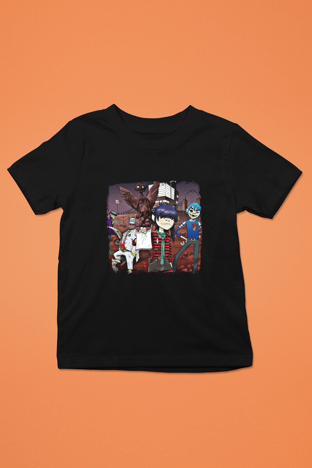 Gorillaz Baskılı Unisex Siyah Çocuk Tişört