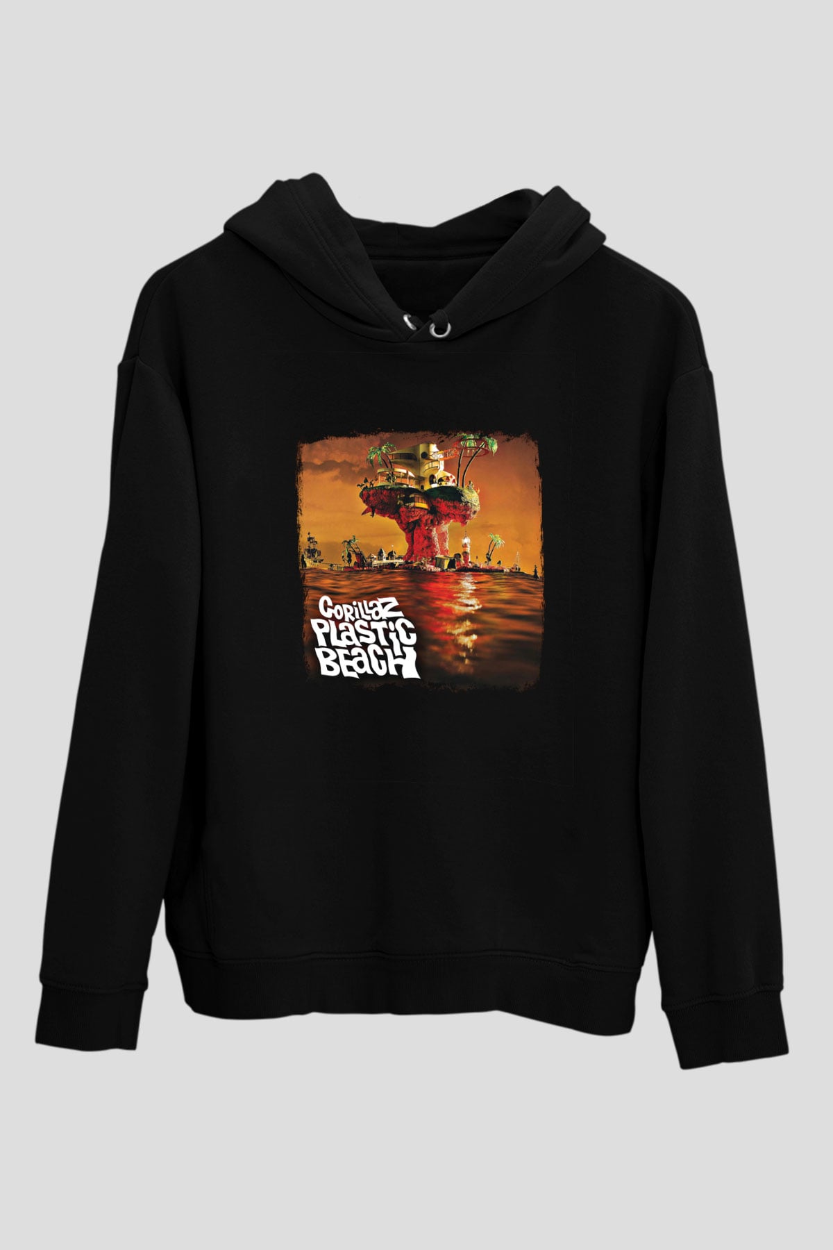 Gorillaz Baskılı Unisex Siyah Hoodie