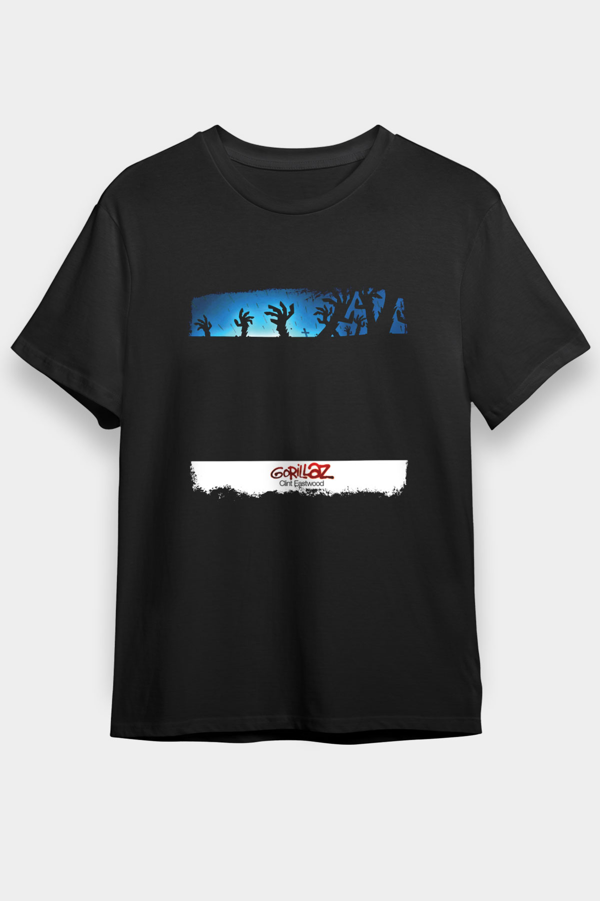 Gorillaz Baskılı Unisex Siyah Tişört