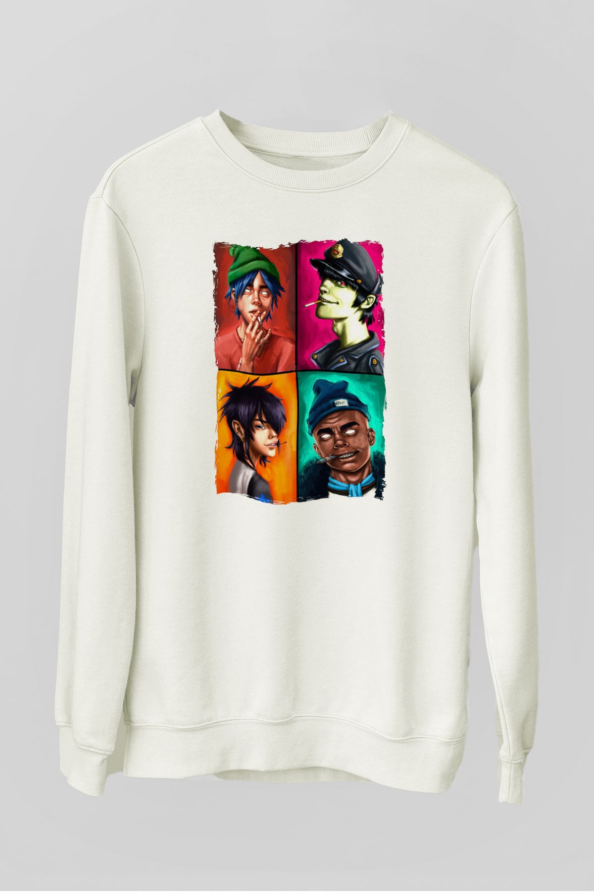 Gorillaz Beyaz Unisex Sweatshirt