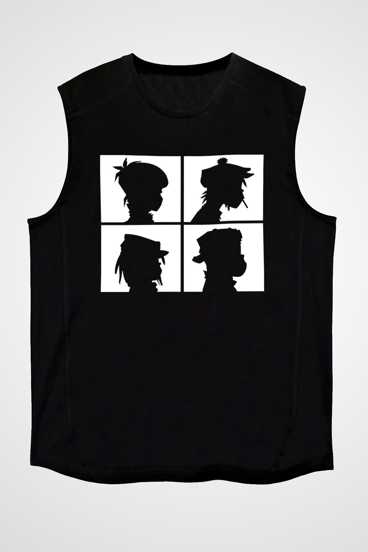Gorillaz Siyah Unisex Kolsuz Tişört