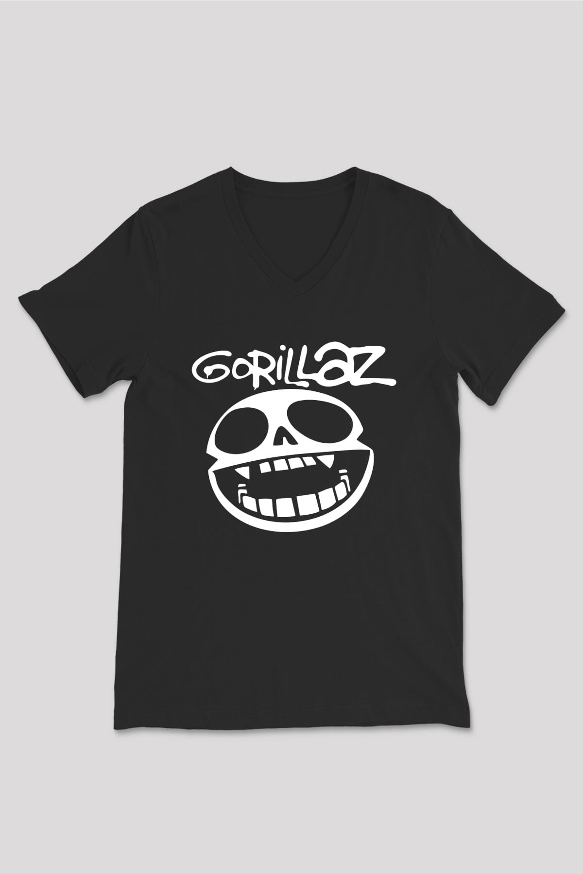 Gorillaz Siyah Unisex V Yaka Tişört T-Shirt