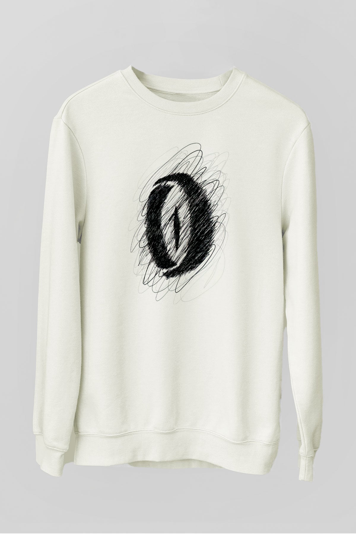 Göz Baskılı Unisex Beyaz  Sweatshirt