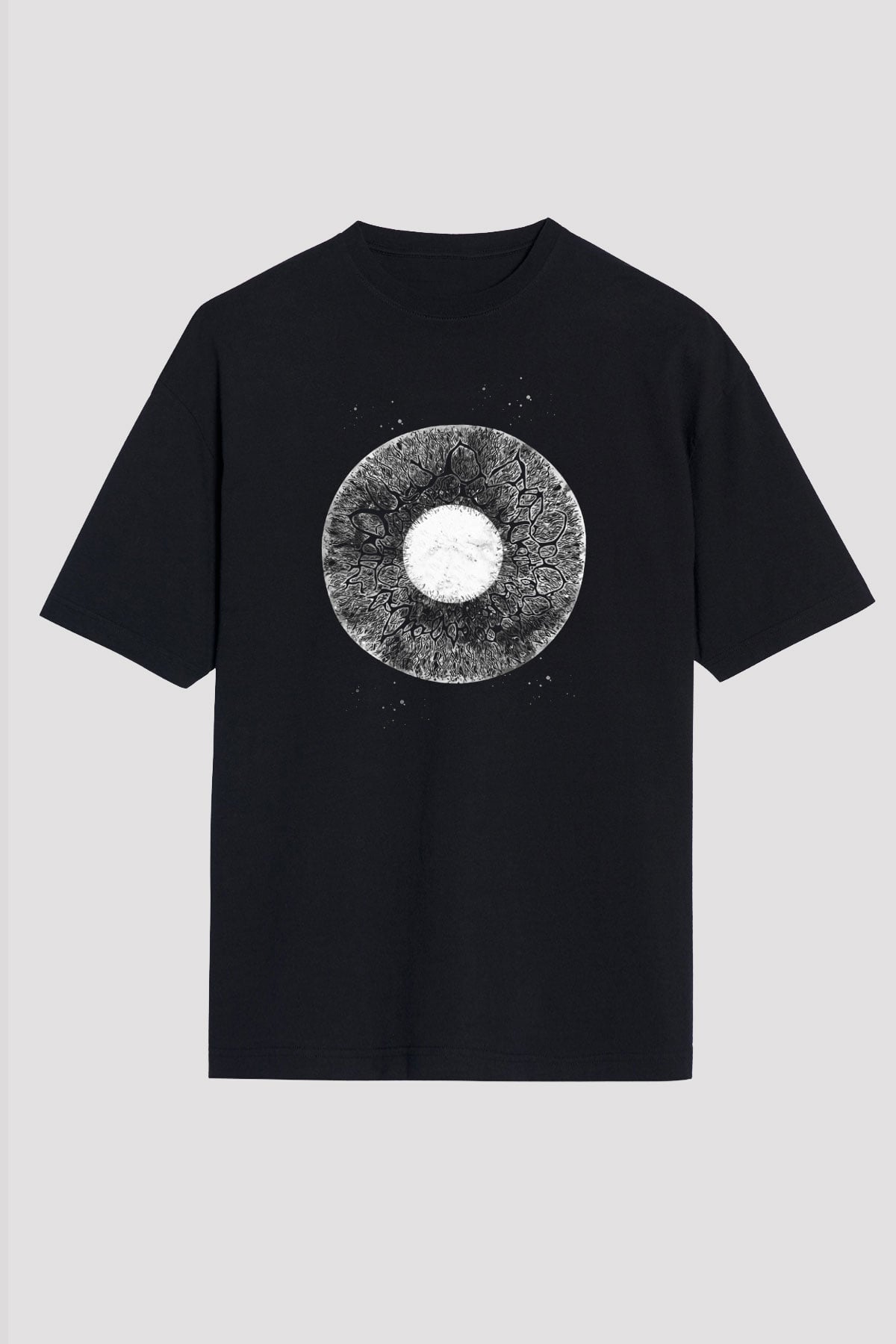 Göz İrisi Baskılı Unisex Oversize Tişört - Tshirt
