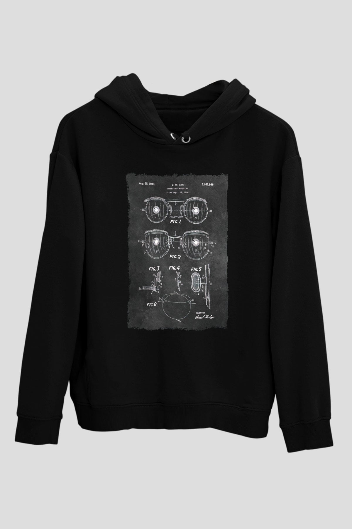 Gözlükçü Siyah Unisex Kapüşonlu Sweatshirt
