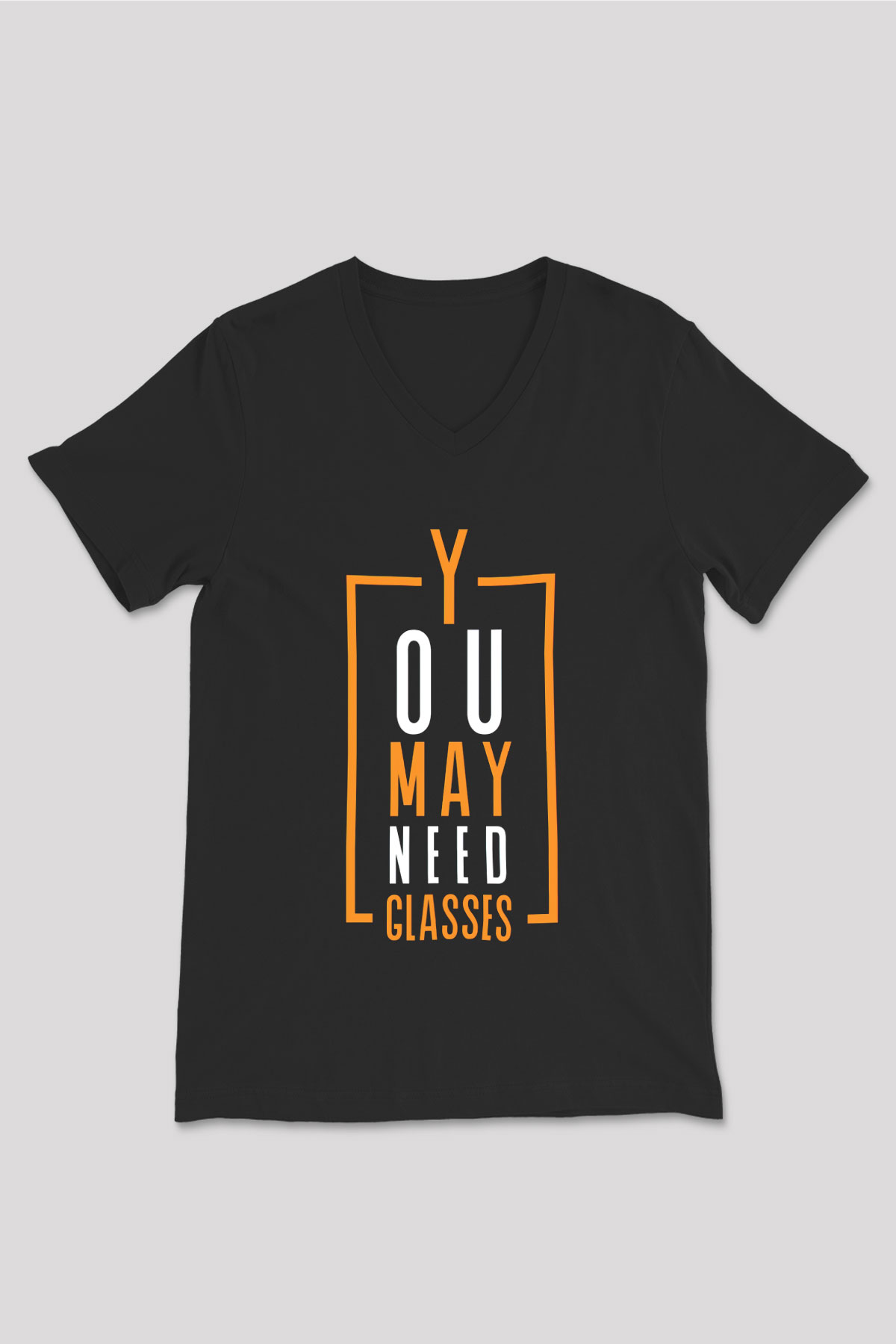 Gözlükçü Siyah Unisex V Yaka Tişört