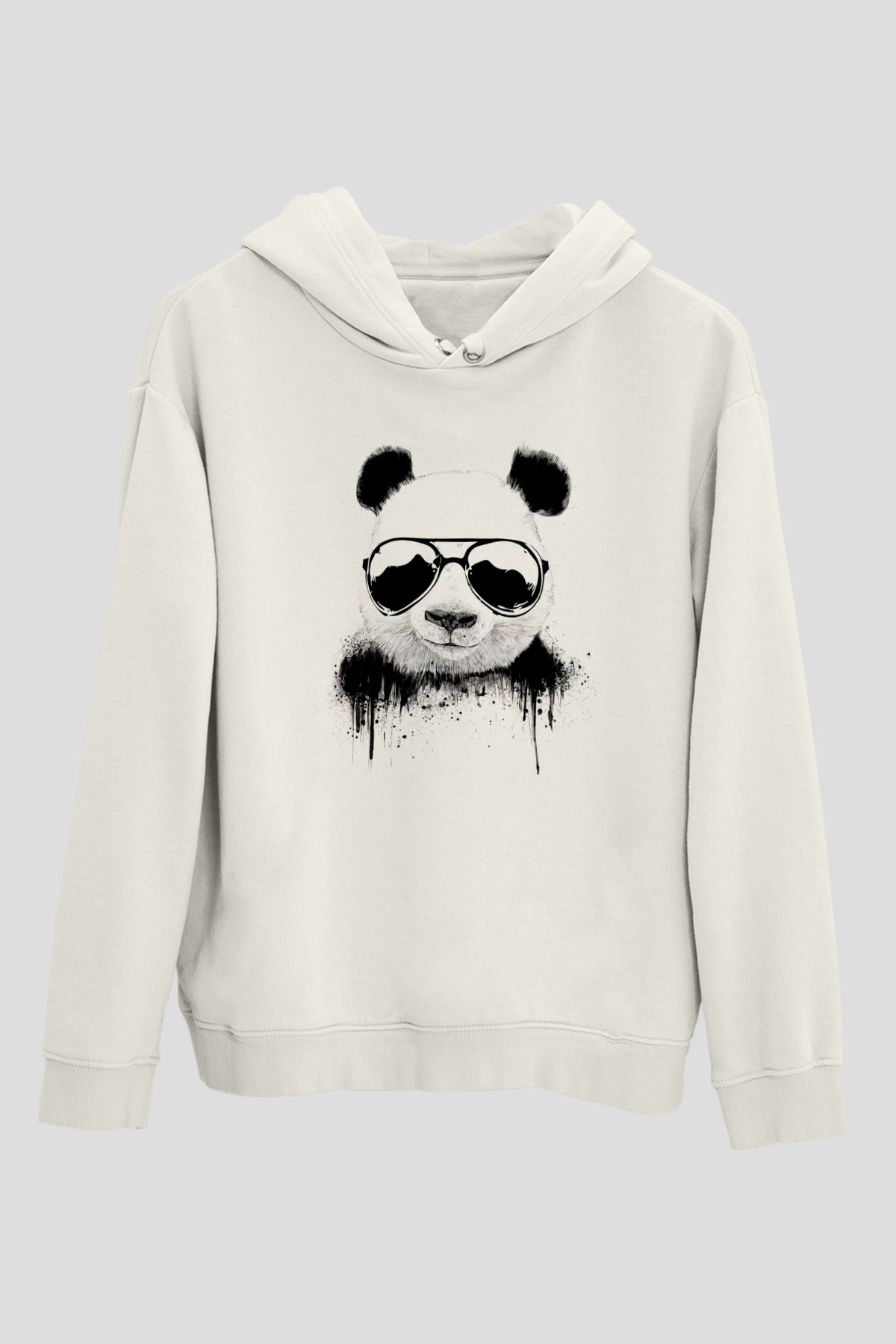 Gözlüklü PandaBeyaz  Unisex Hoodie