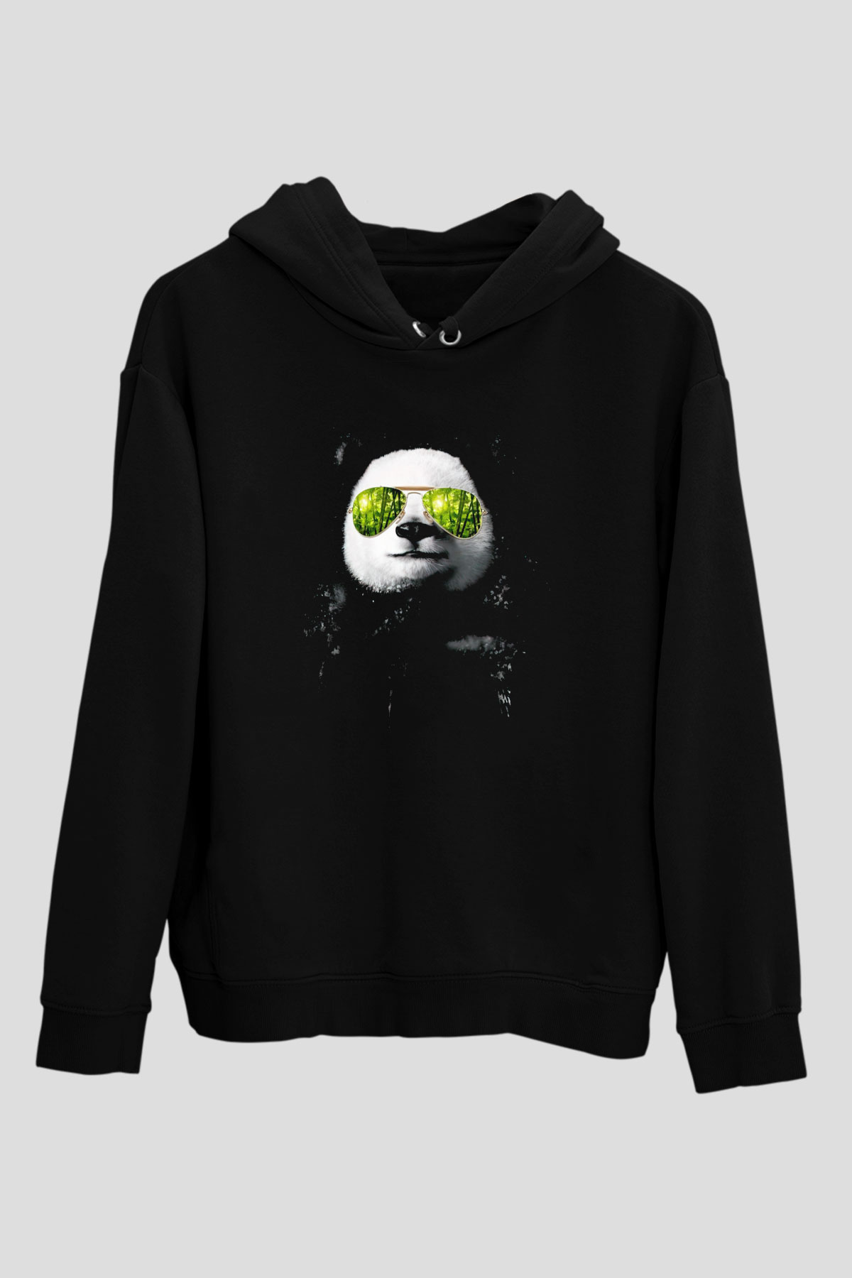 Gözlüklü PandaSiyah  Unisex Hoodie