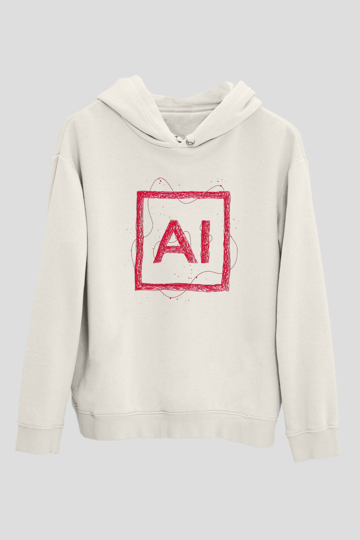 Grafiker Beyaz Unisex Kapüşonlu Sweatshirt