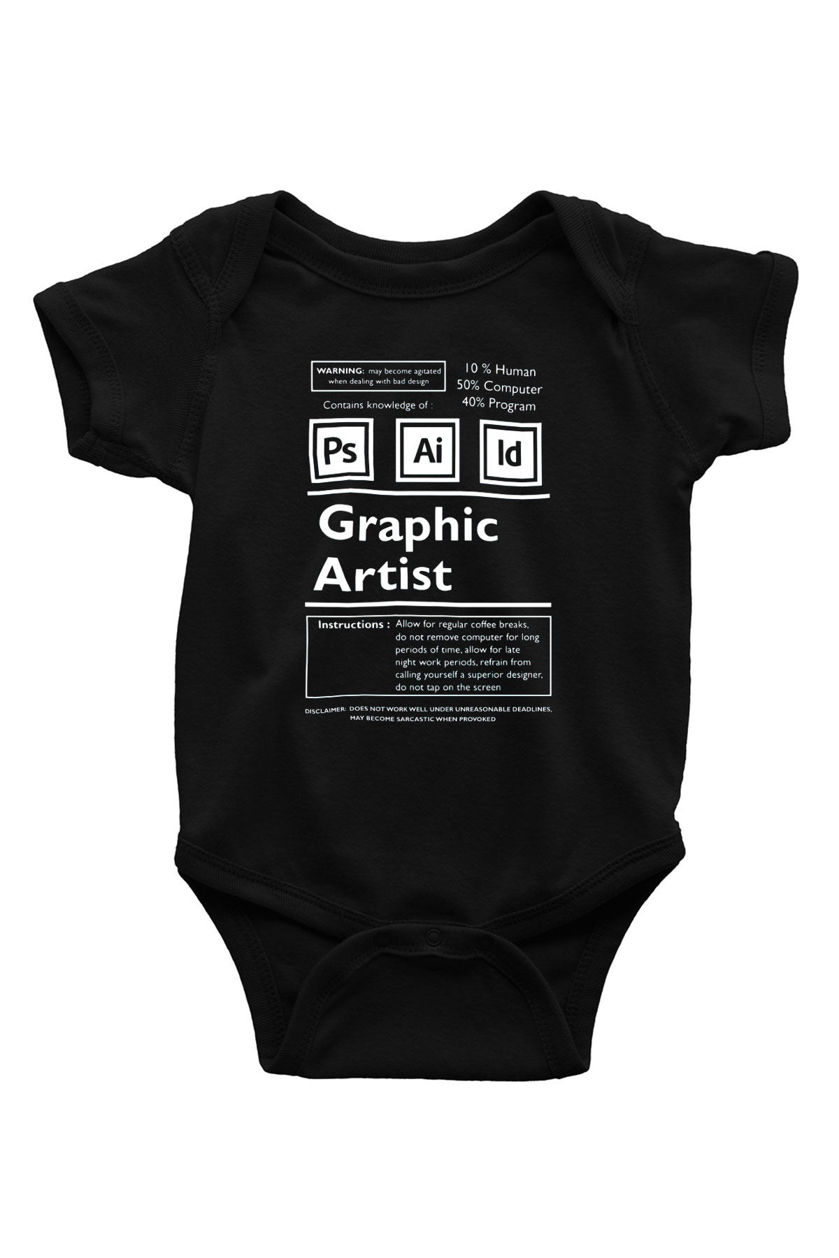 Grafiker Siyah Bebek Body - Zıbın