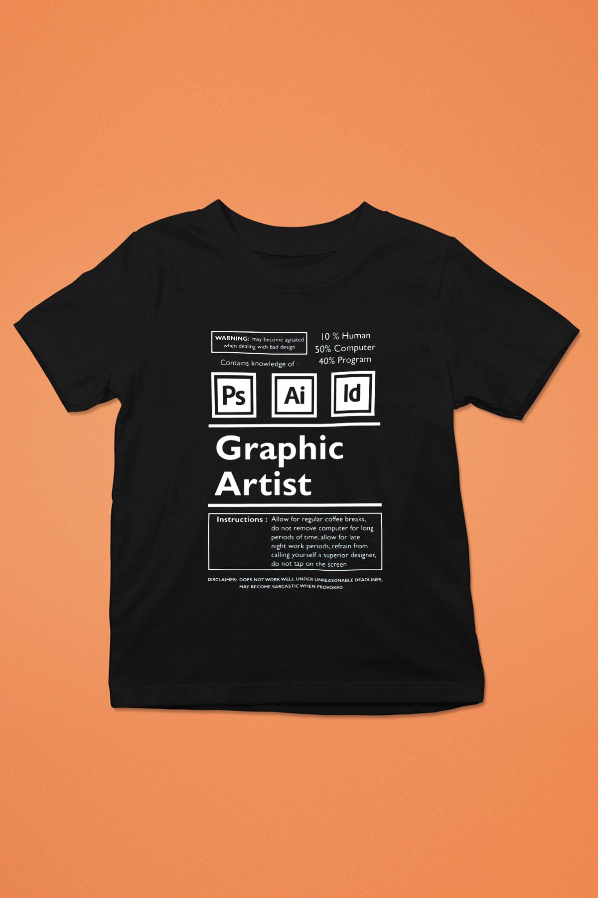 Grafiker Siyah Unisex Çocuk Tişört