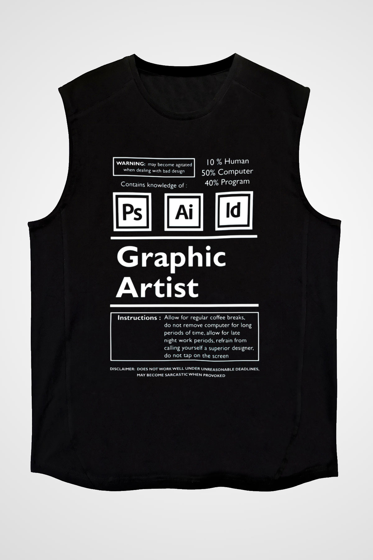 Grafiker Siyah Unisex Kolsuz Tişört