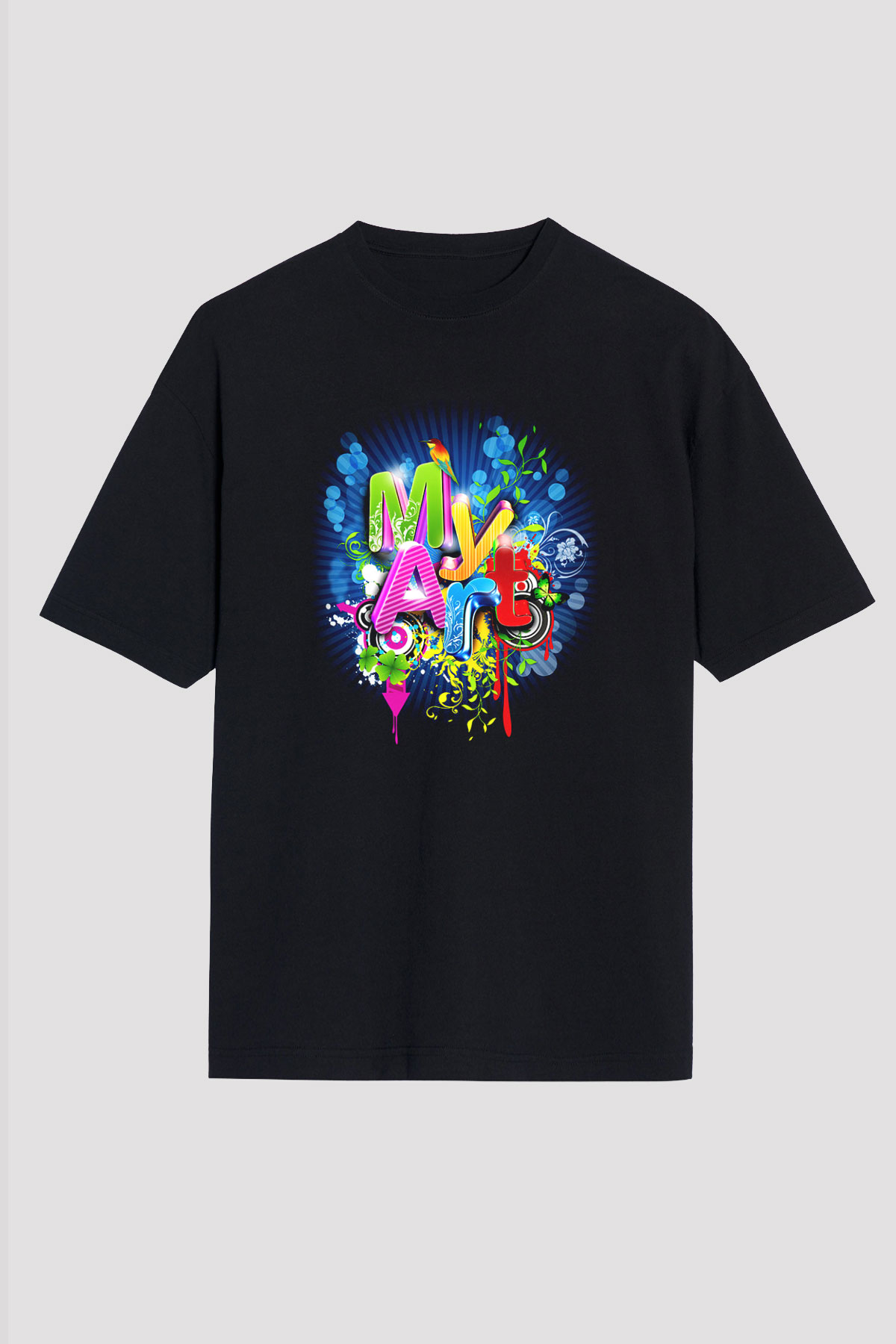 Grafiker Siyah Unisex Oversize Tişört T-Shirt