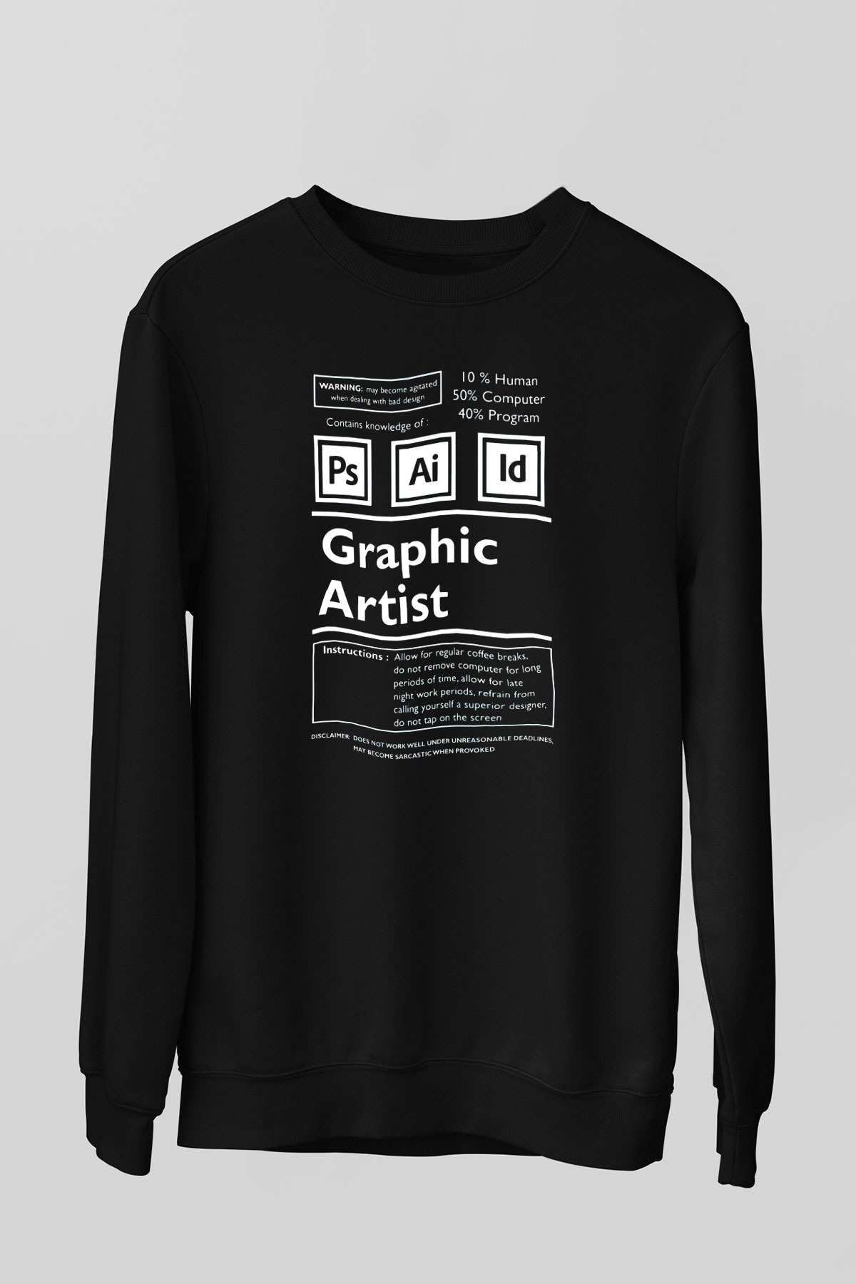 Grafiker Siyah Unisex Sweatshirt