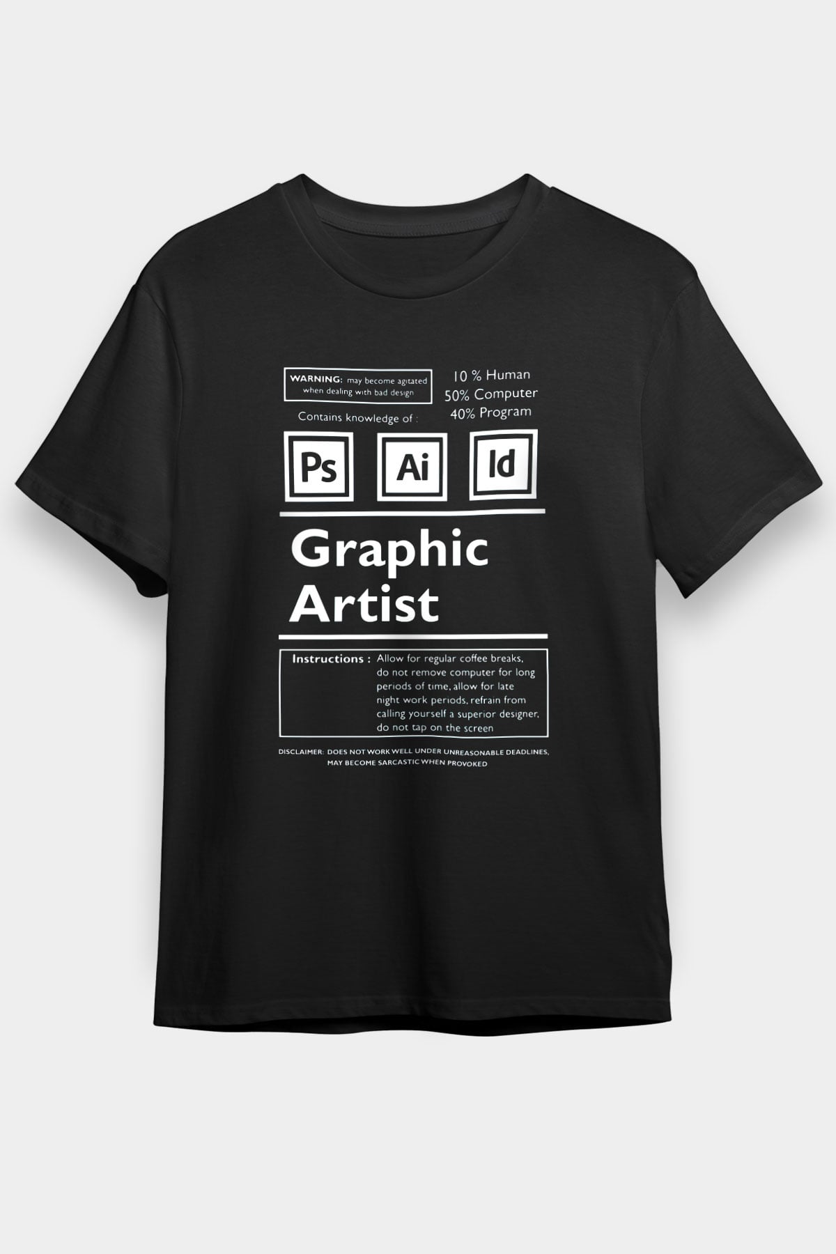 Grafiker Siyah Unisex Tişört T-Shirt - TişörtFabrikası