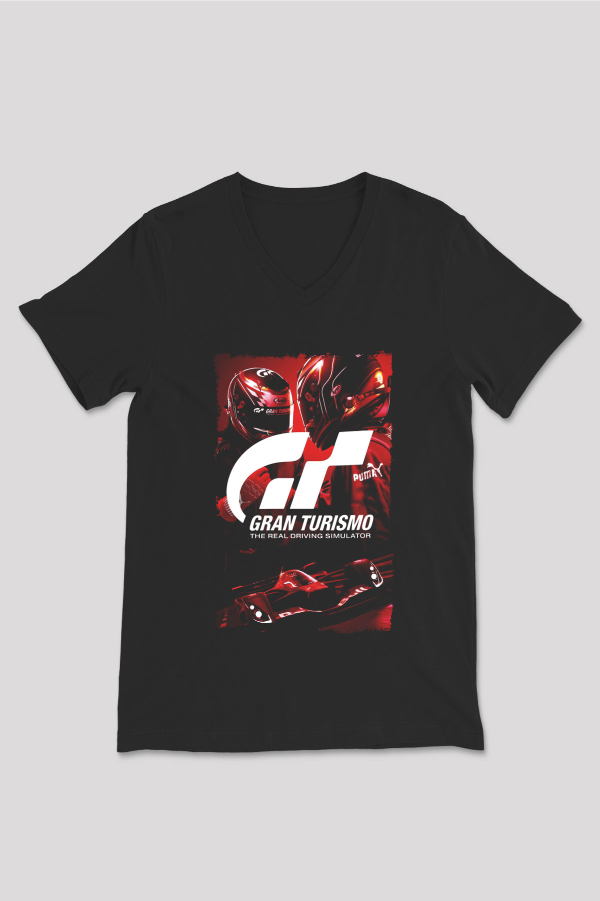 Gran Turismo Siyah Unisex V Yaka Tişört