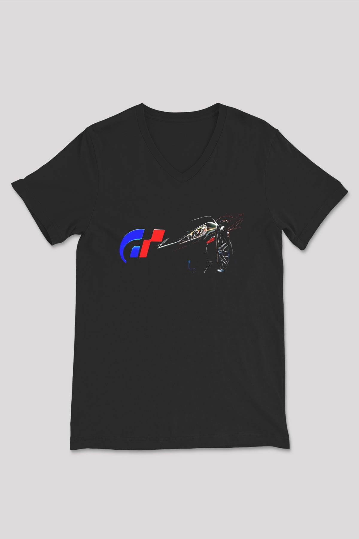 Gran Turismo Siyah Unisex V Yaka Tişört