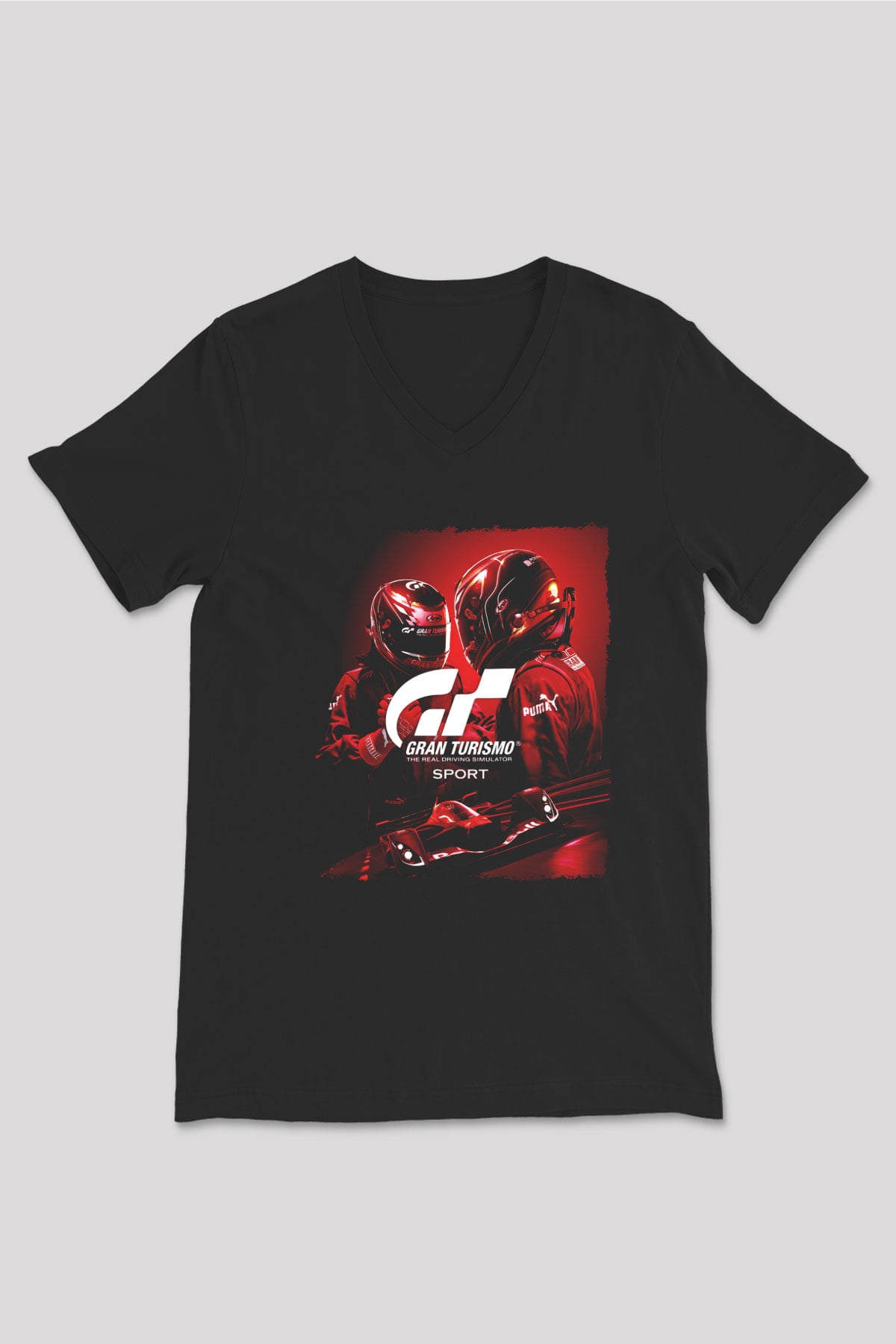 Gran Turismo Siyah Unisex V Yaka Tişört