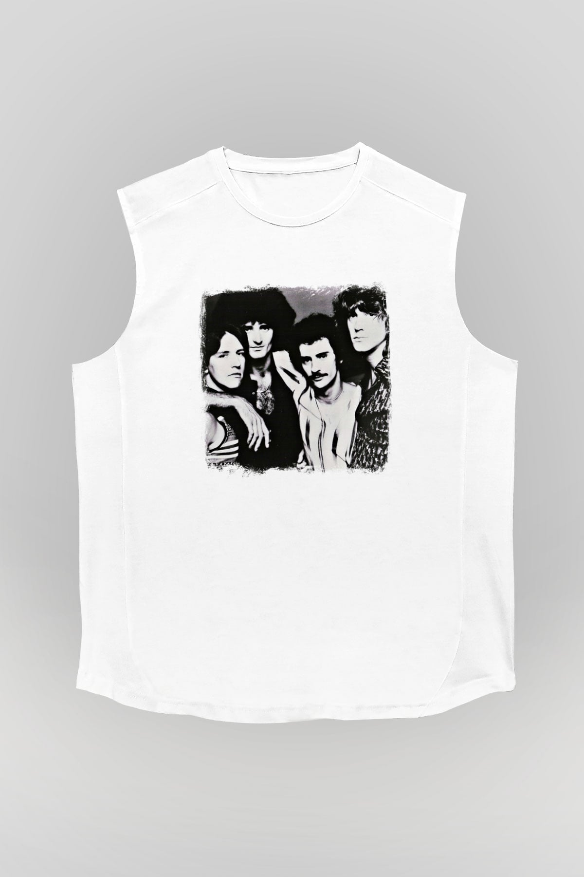 Grand Funk Railroad Baskılı Unisex Beyaz Kolsuz Tişört