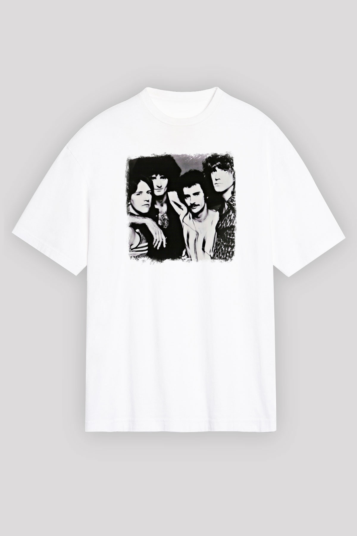 Grand Funk Railroad Baskılı Unisex Beyaz Oversize Tişört