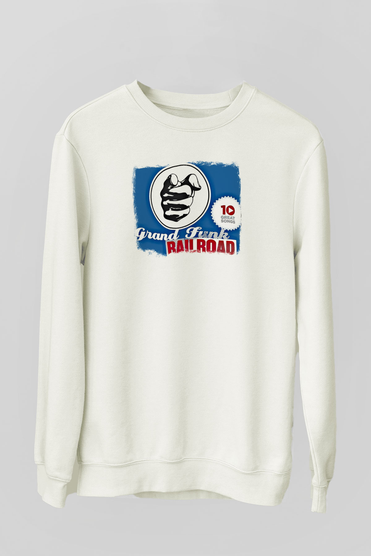 Grand Funk Railroad Baskılı Unisex Beyaz Sweatshirt