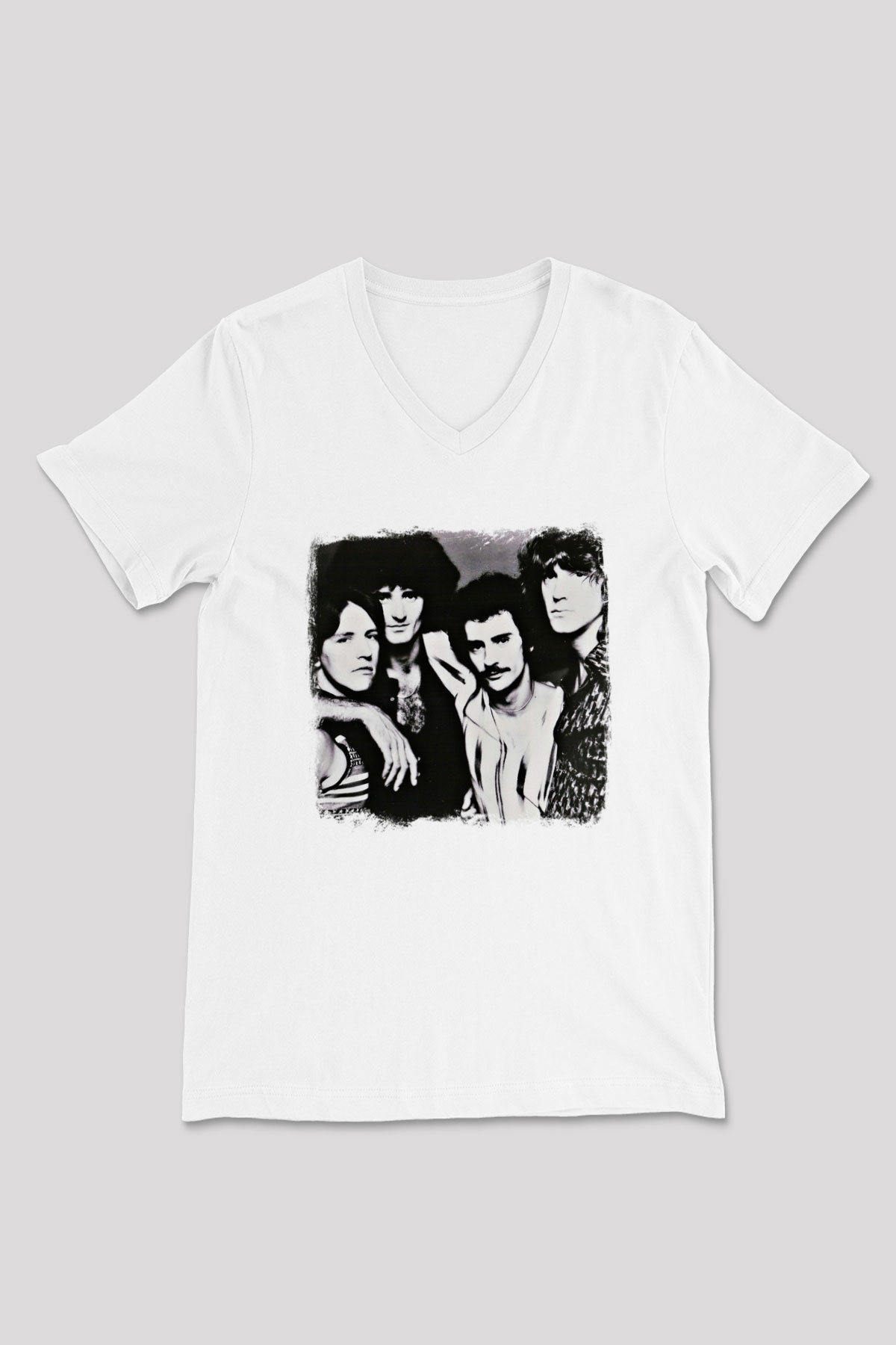 Grand Funk Railroad Baskılı Unisex Beyaz V Yaka Tişört