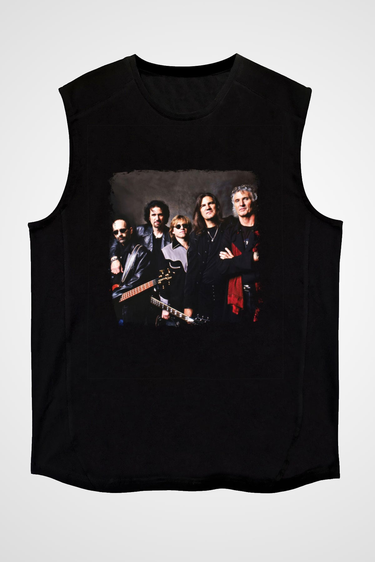 Grand Funk Railroad Baskılı Unisex Siyah Kolsuz Tişört