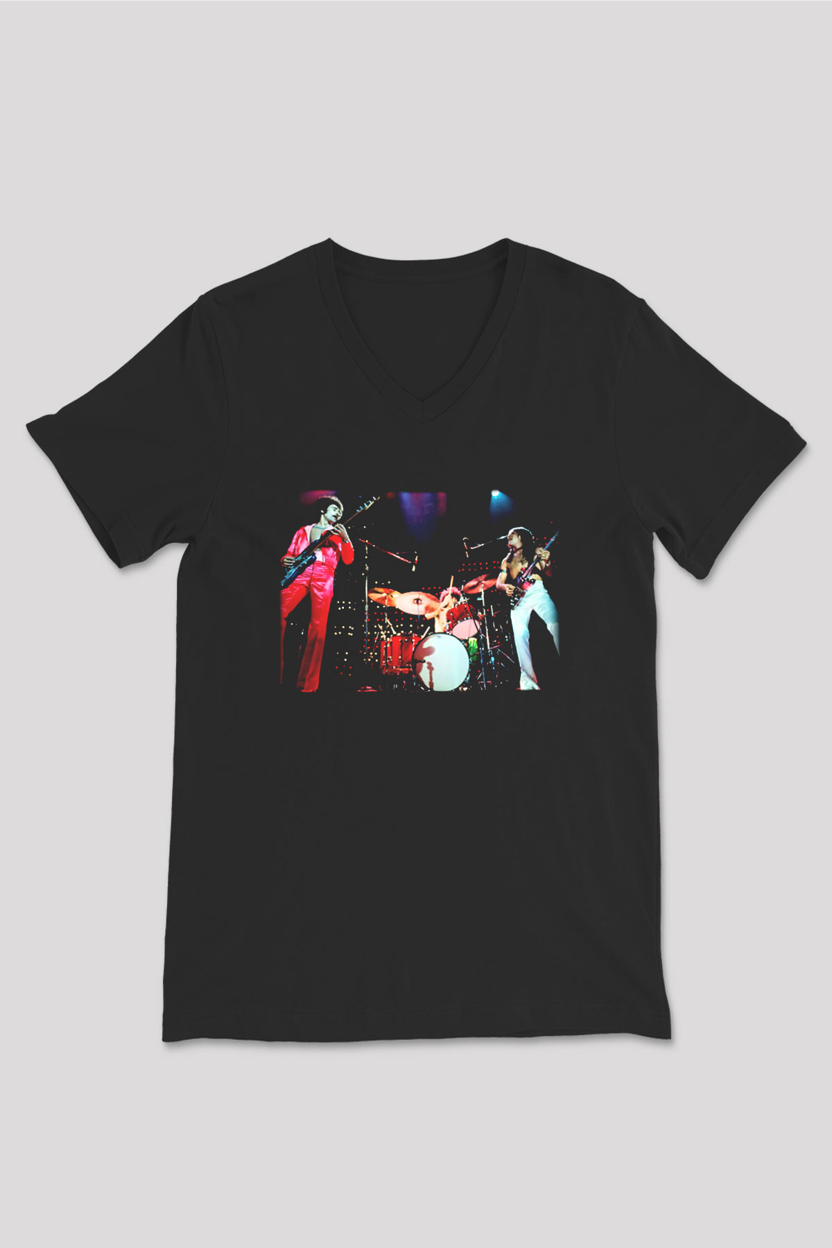 Grand Funk Railroad Siyah Unisex V Yaka Tişört T-Shirt