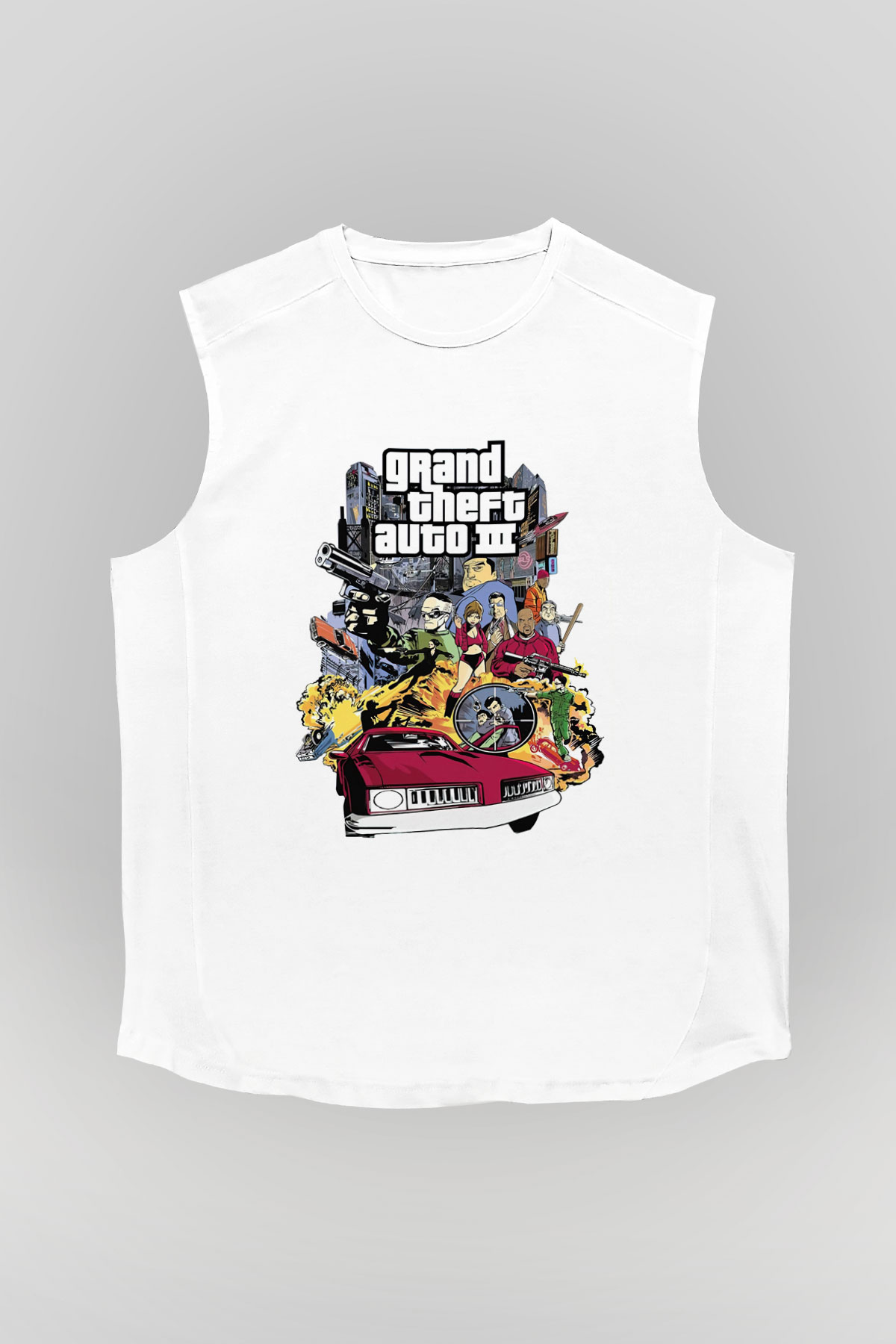 Grand Theft Auto Beyaz Unisex Kolsuz Tişört