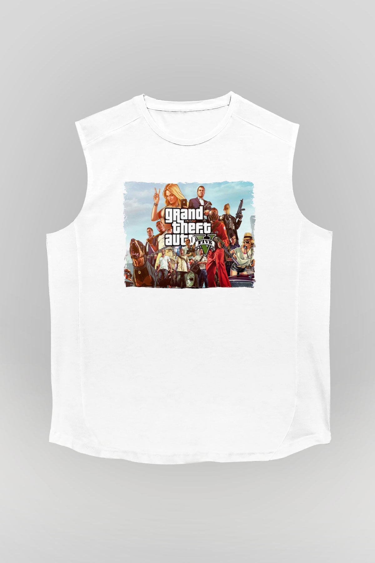 Grand Theft Auto Beyaz Unisex Kolsuz Tişört