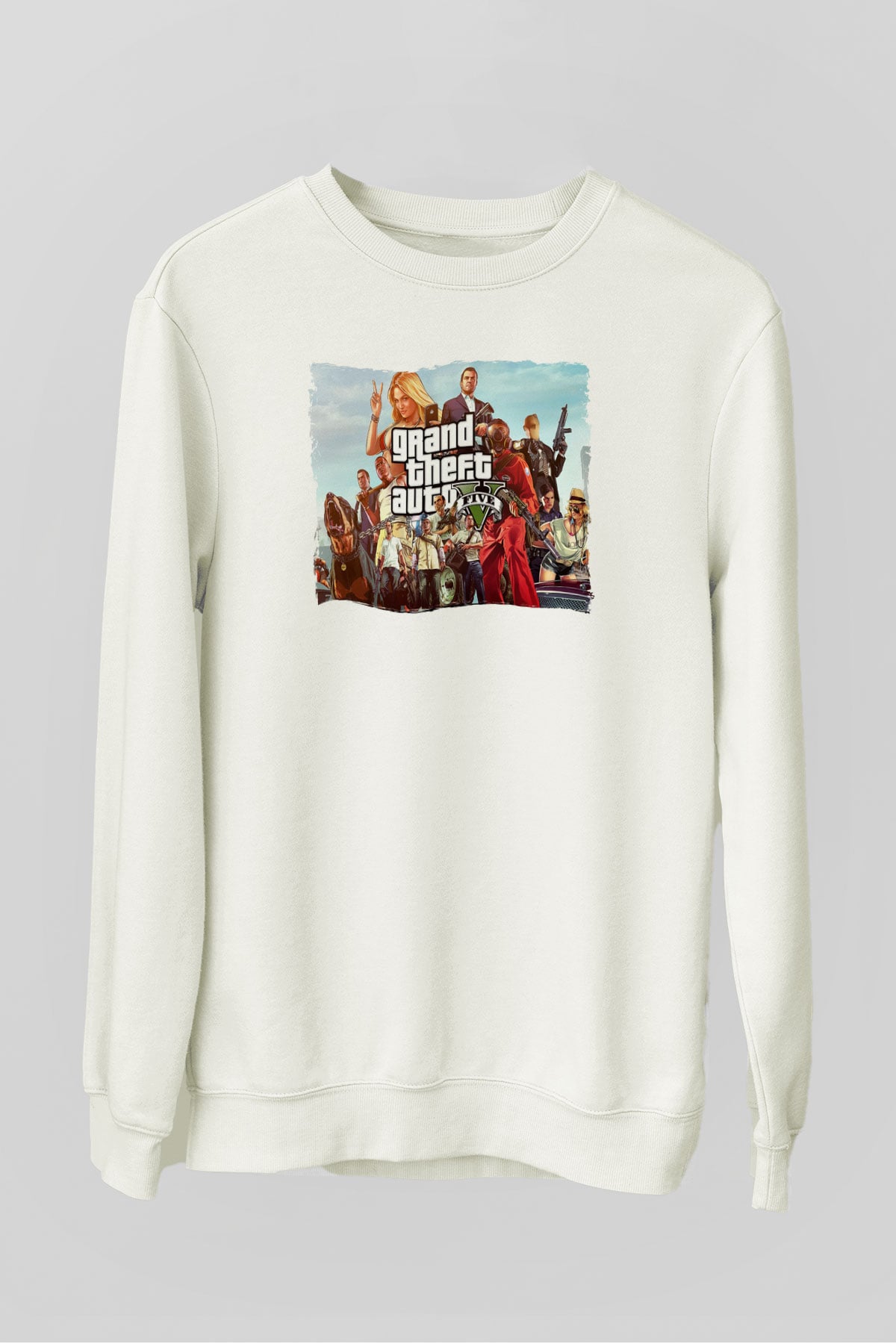 Grand Theft Auto Beyaz Unisex Sweatshirt