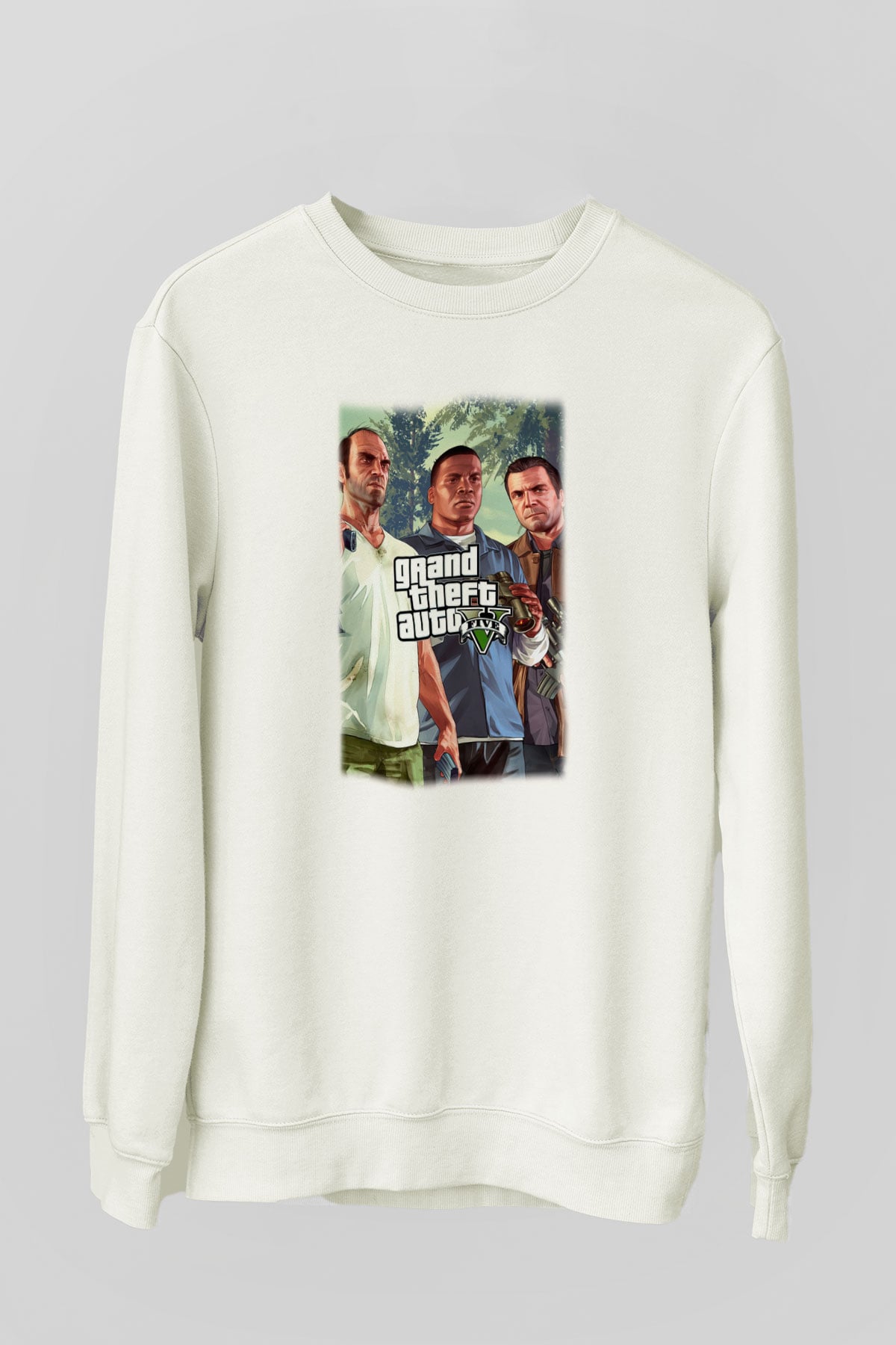 Grand Theft Auto Beyaz Unisex Sweatshirt