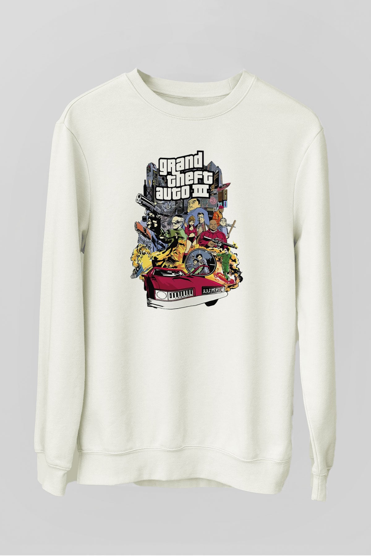 Grand Theft Auto Beyaz Unisex Sweatshirt