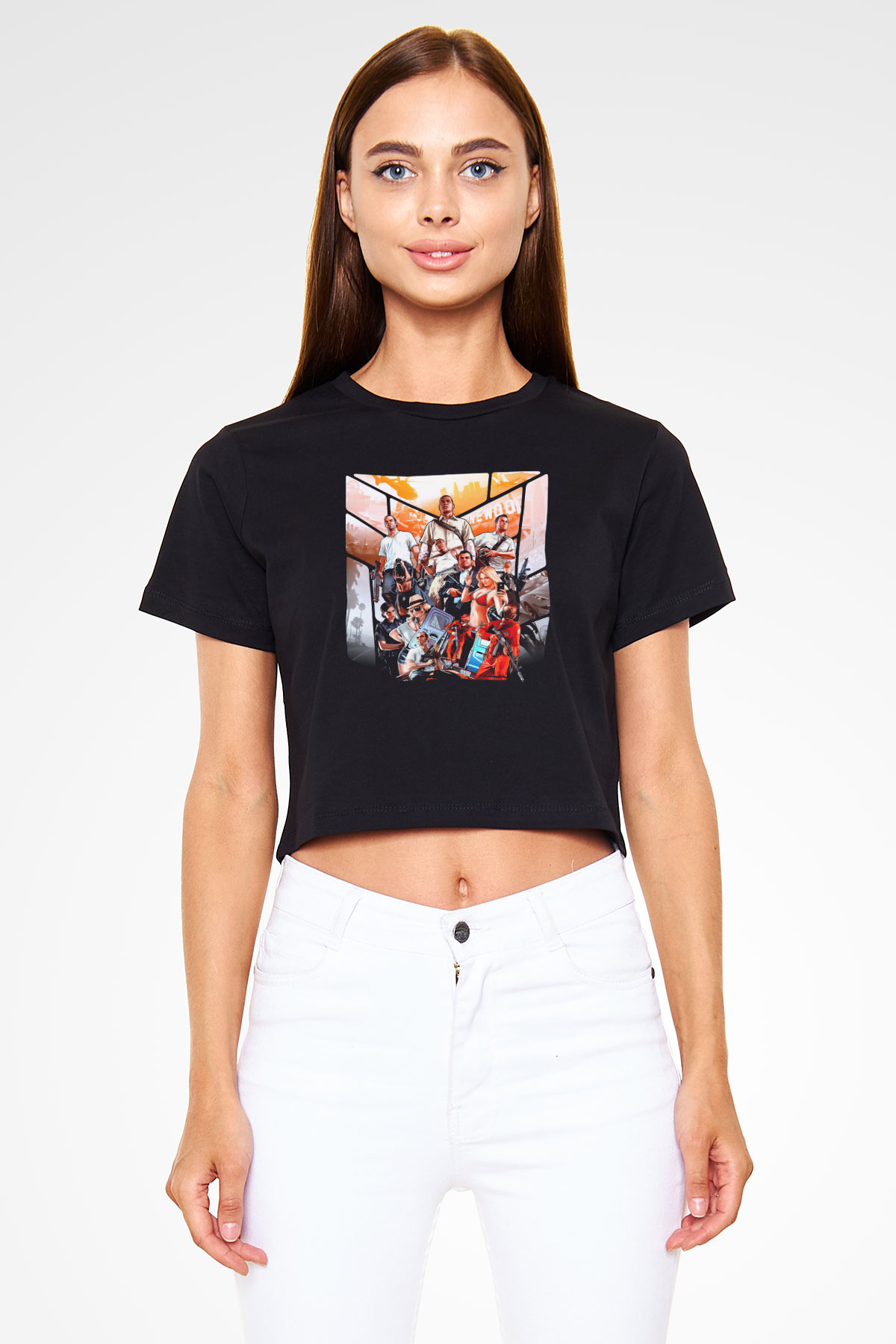 Grand Theft Auto Siyah  Crop Top Tişört