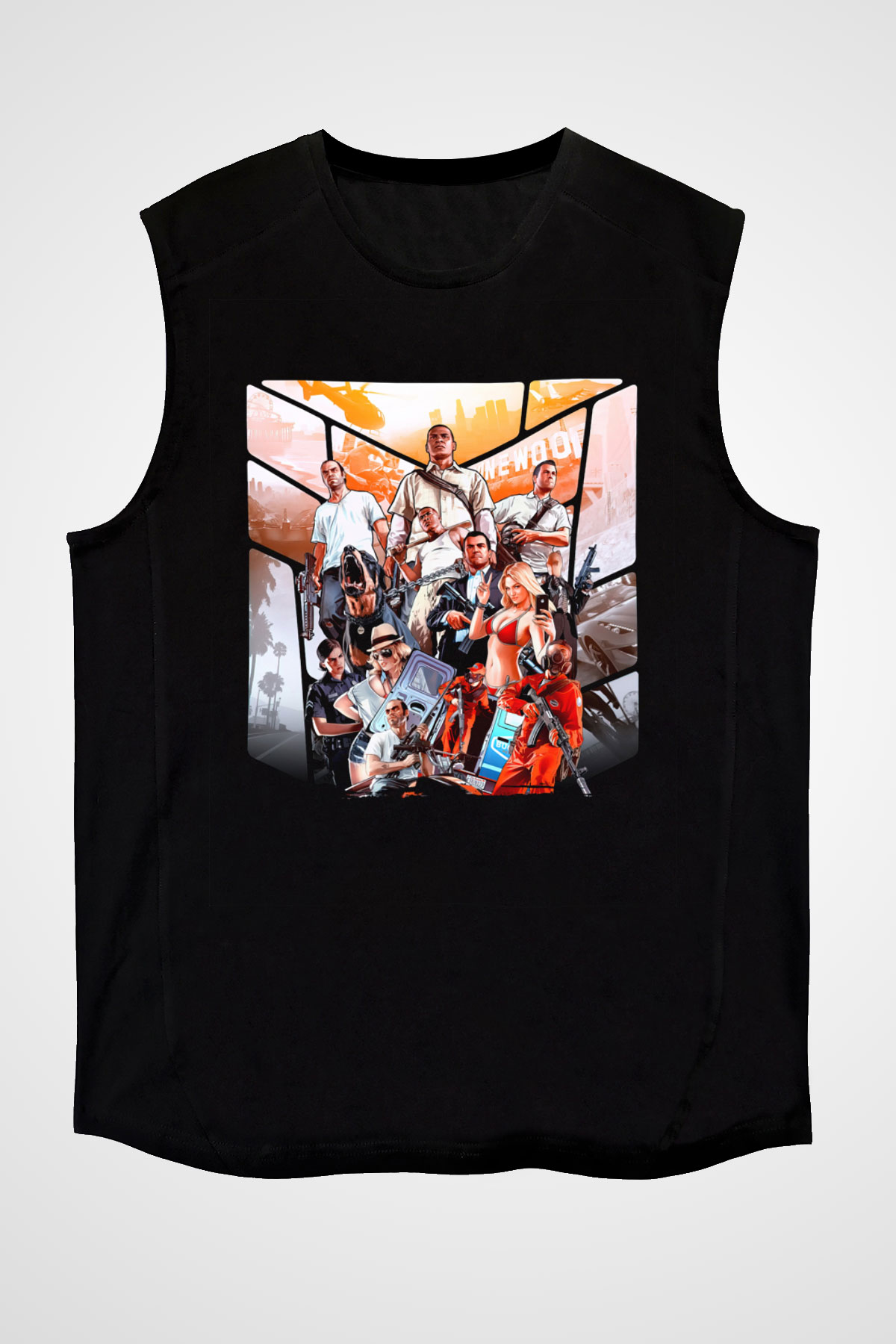 Grand Theft Auto Siyah Unisex Kolsuz Tişört