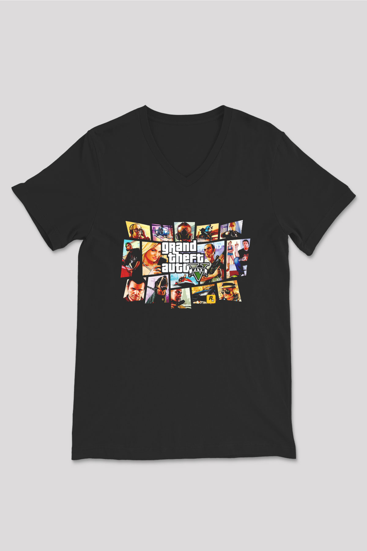 Grand Theft Auto Siyah Unisex V Yaka Tişört