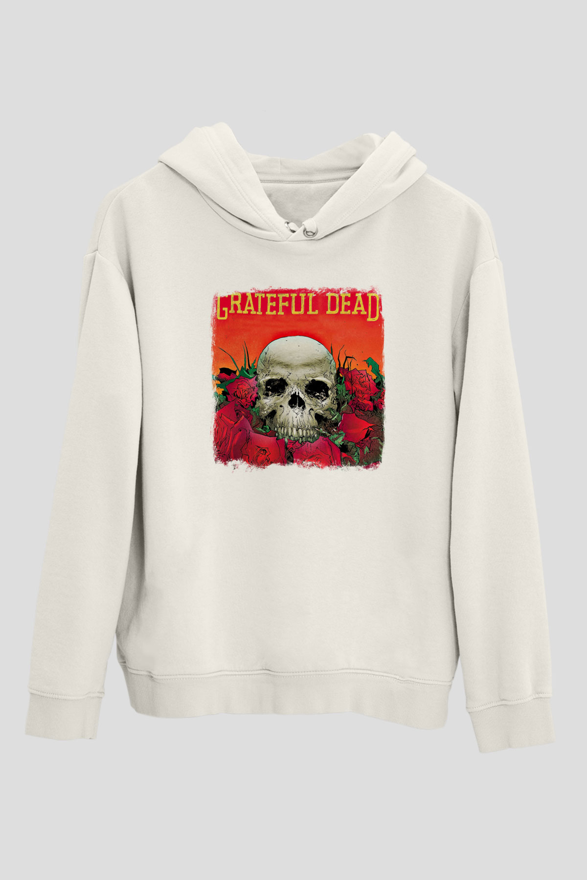Grateful Dead Baskılı Unisex Beyaz Hoodie