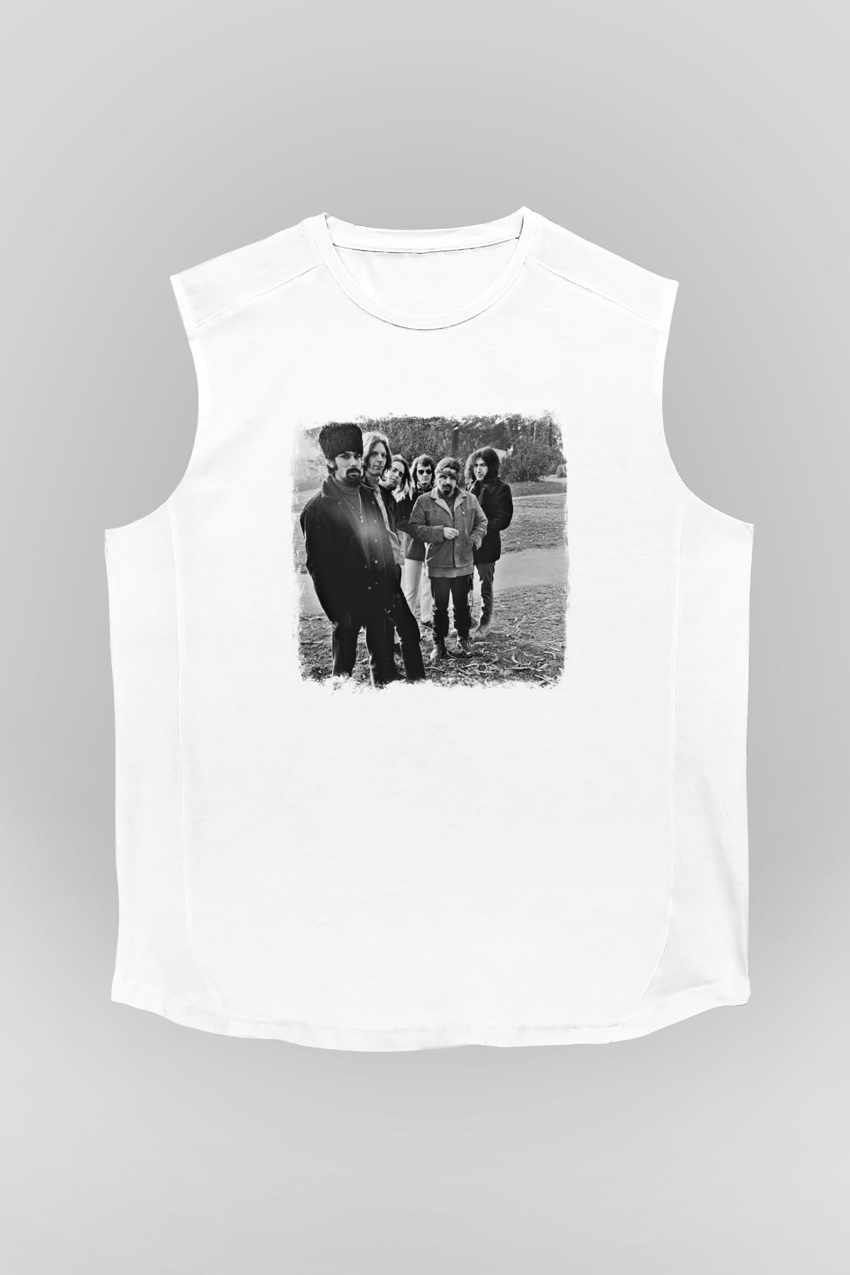 Grateful Dead Baskılı Unisex Beyaz Kolsuz Tişört