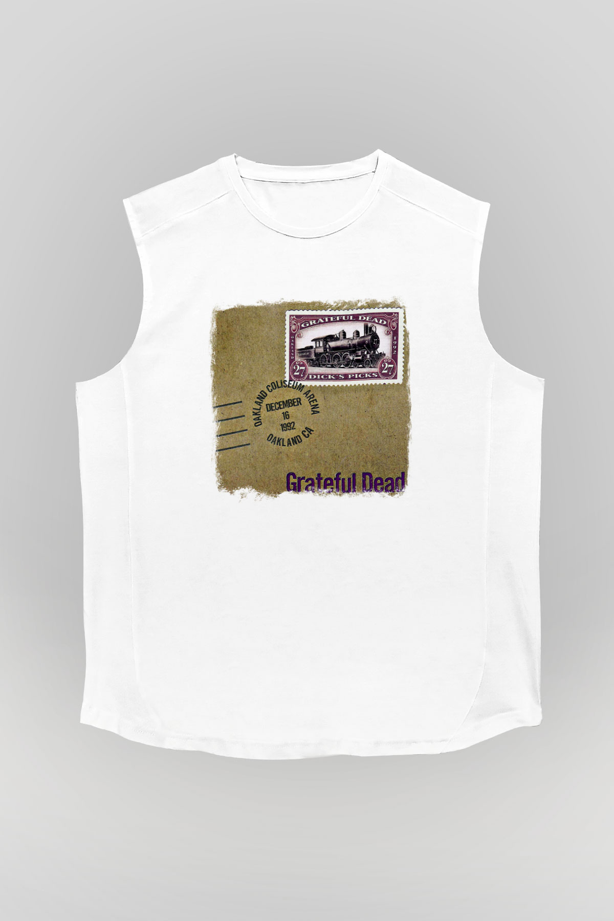 Grateful Dead Baskılı Unisex Beyaz Kolsuz Tişört
