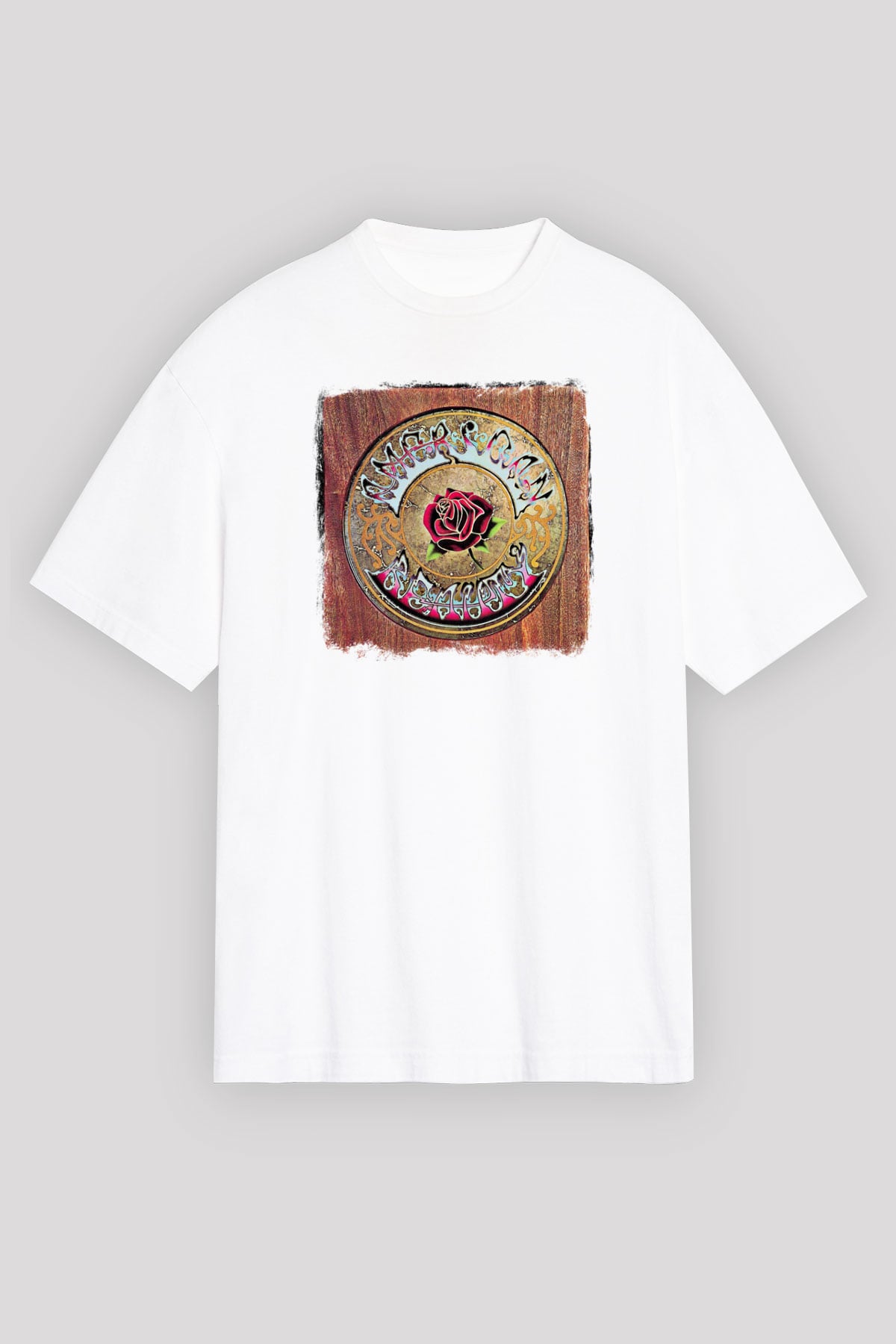 Grateful Dead Baskılı Unisex Beyaz Oversize Tişört