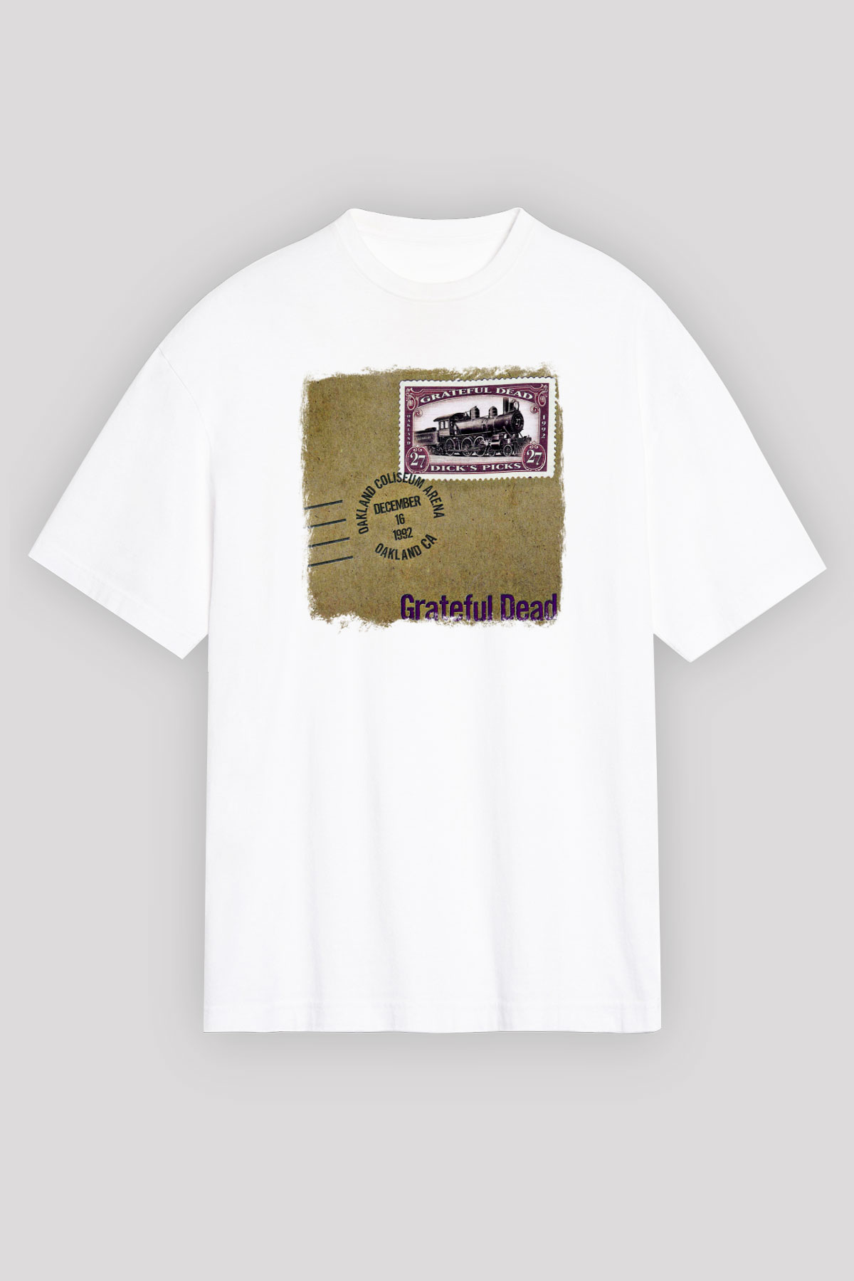 Grateful Dead Baskılı Unisex Beyaz Oversize Tişört