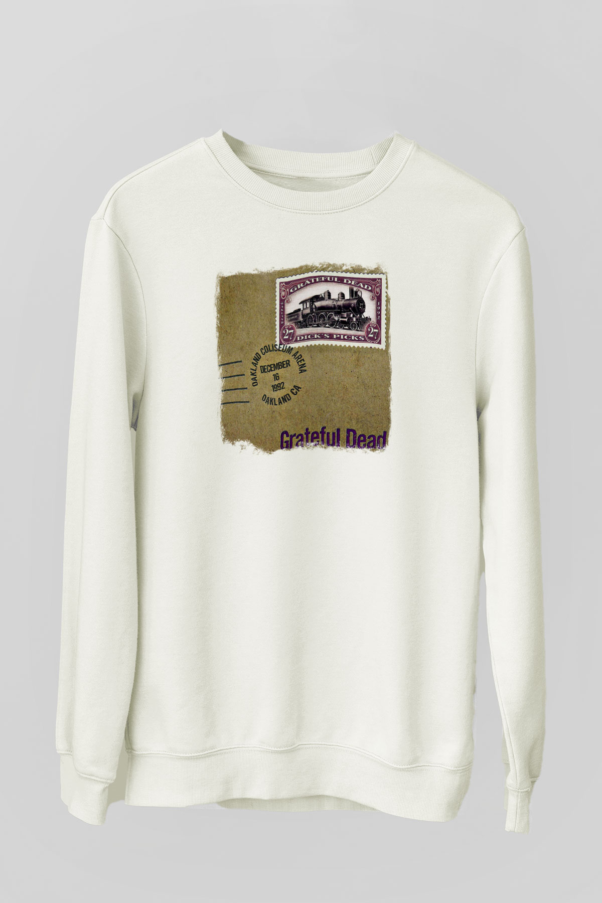 Grateful Dead Baskılı Unisex Beyaz Sweatshirt