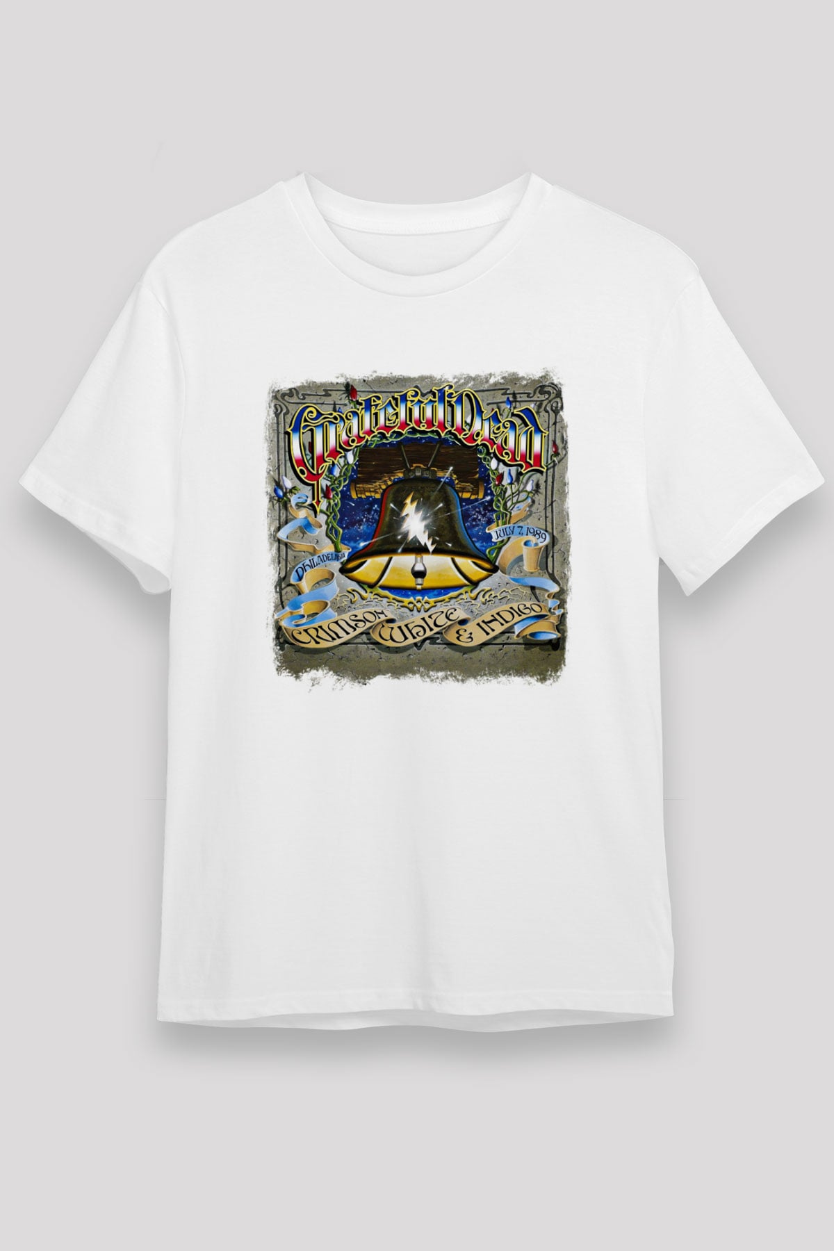 Grateful Dead Baskılı Unisex Beyaz Tişört
