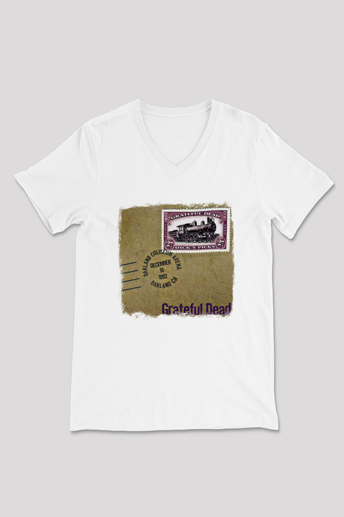 Grateful Dead Baskılı Unisex Beyaz V Yaka Tişört