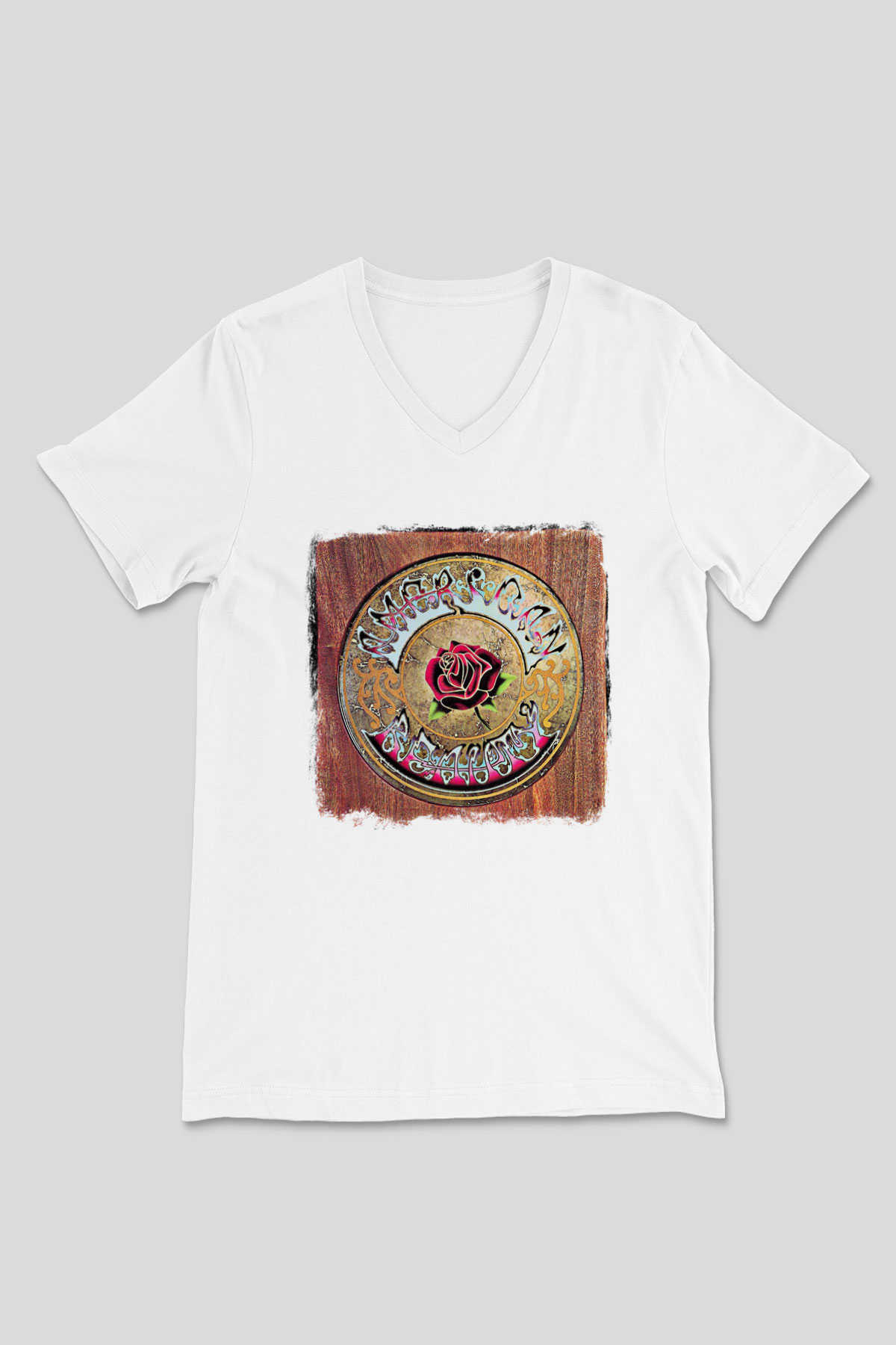 Grateful Dead Baskılı Unisex Beyaz V Yaka Tişört
