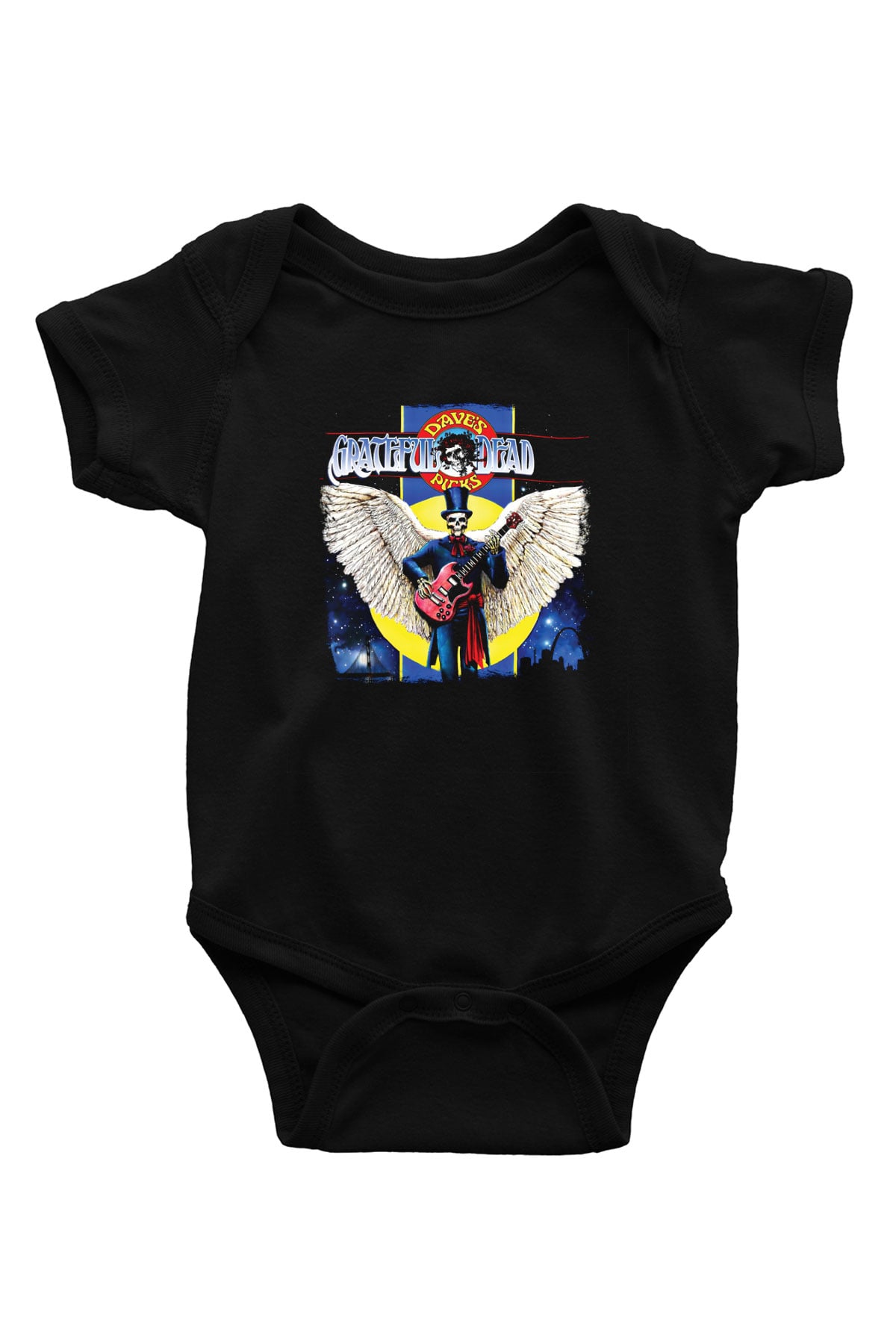 Grateful Dead Baskılı Unisex Siyah Bebek Body - Zıbın