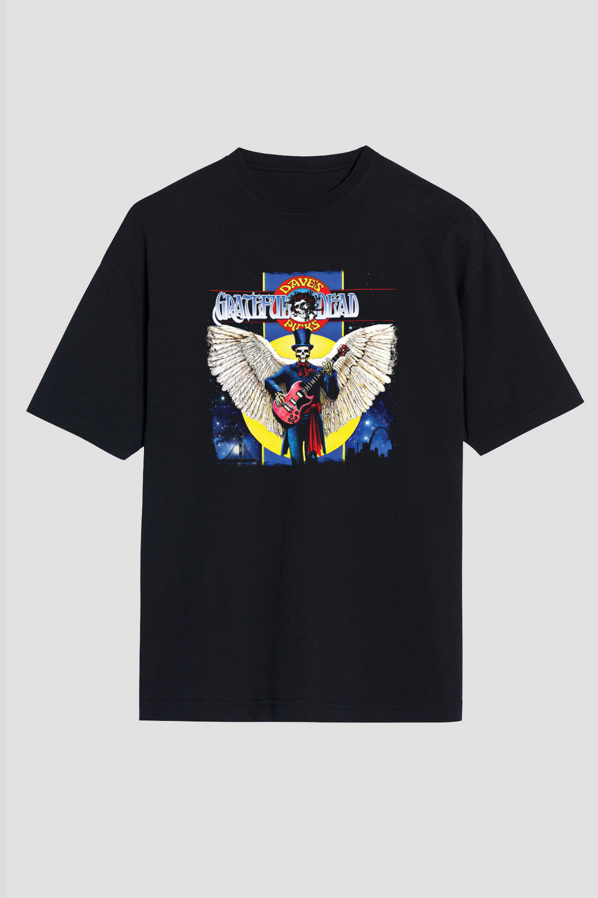 Grateful Dead Baskılı Unisex Siyah Oversize Tişört