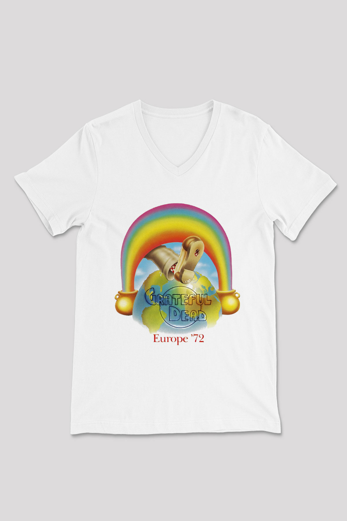 Grateful Dead Beyaz Unisex V Yaka Tişört T-Shirt