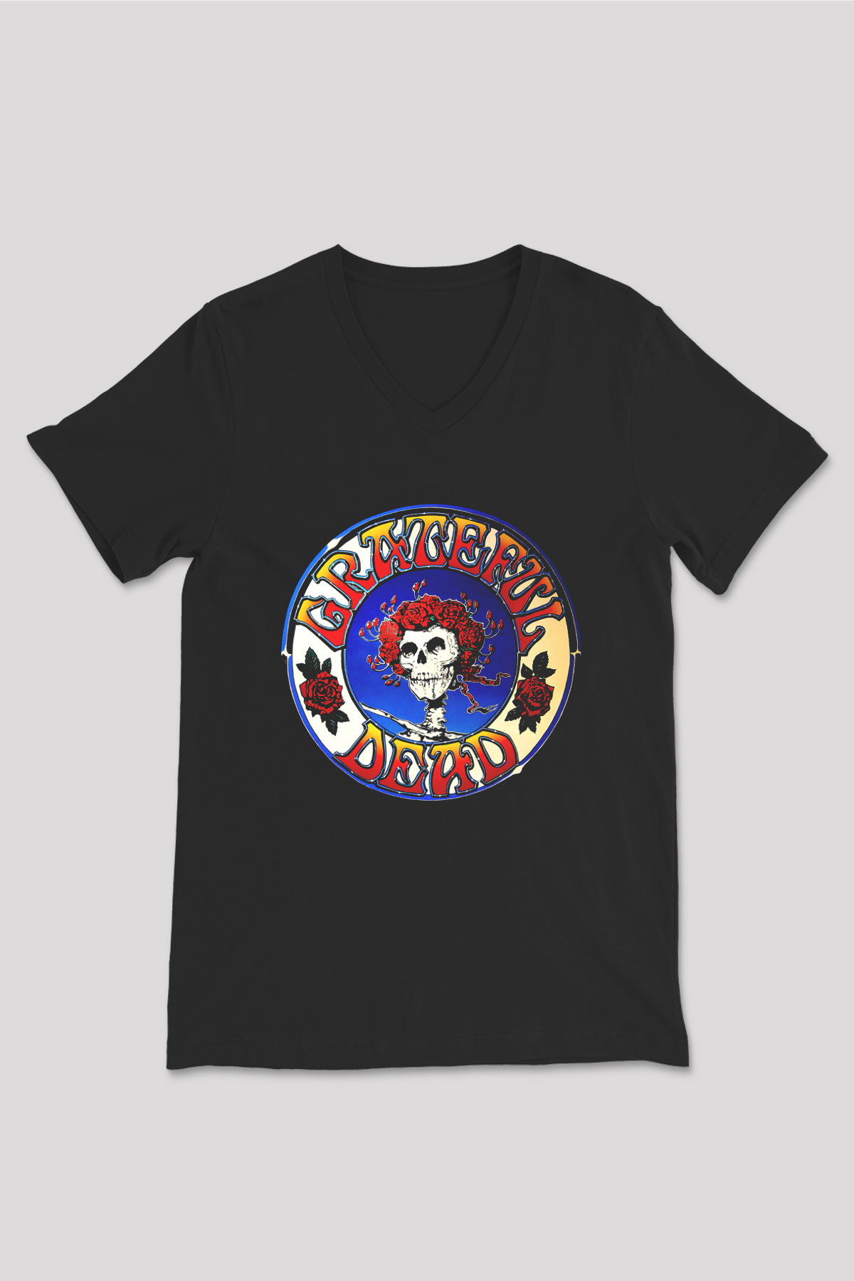 Grateful Dead Siyah Unisex V Yaka Tişört T-Shirt