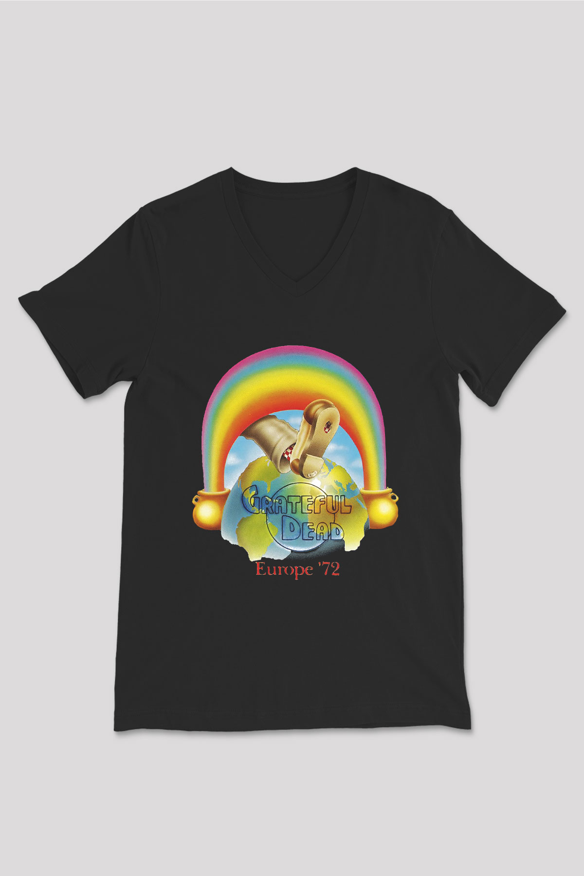 Grateful Dead Siyah Unisex V Yaka Tişört T-Shirt